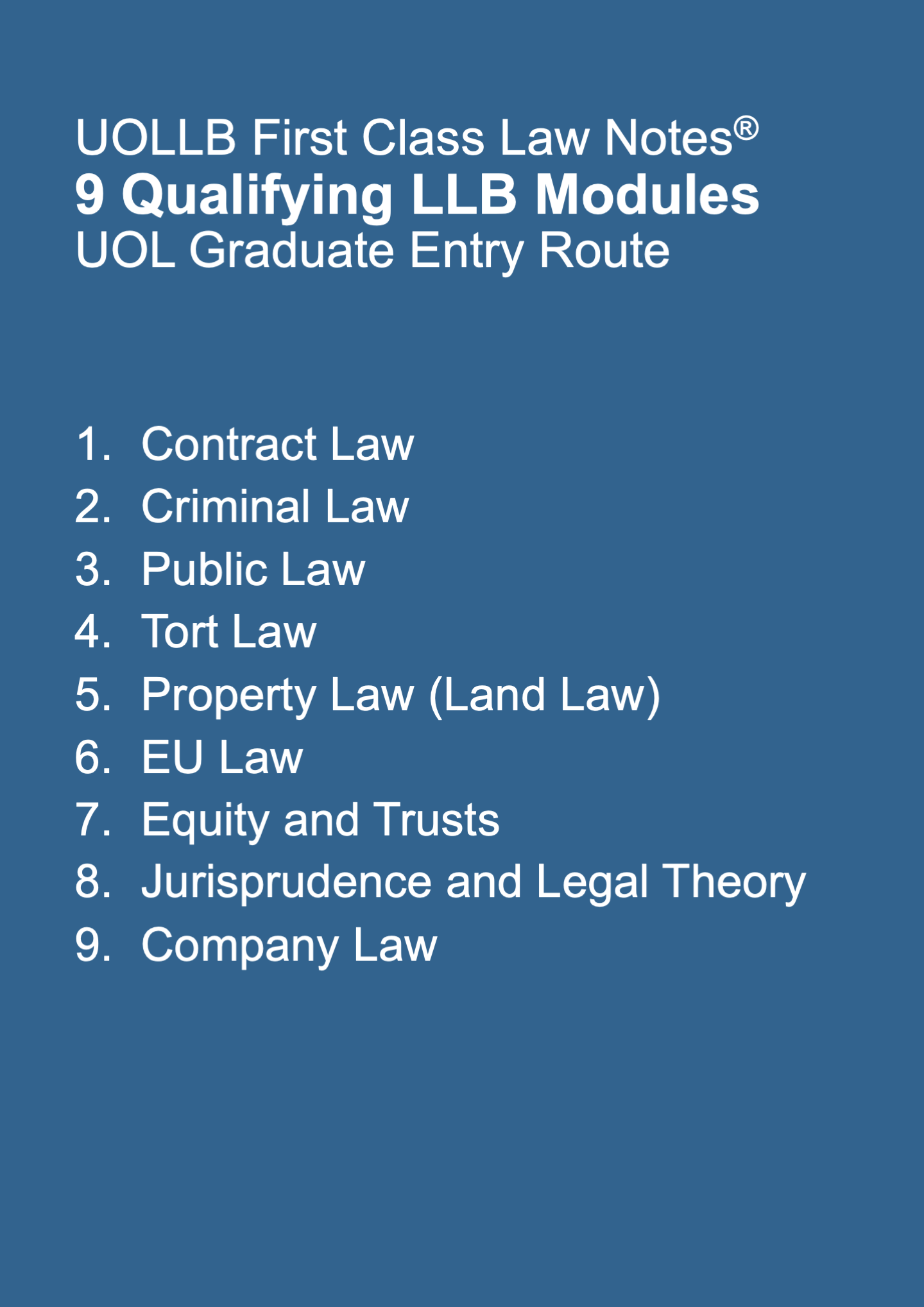 9 Qualifying LLB Modules (UOL Graduate Entry Route)