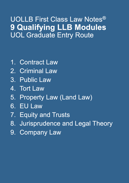 9 Qualifying LLB Modules (UOL Graduate Entry Route)