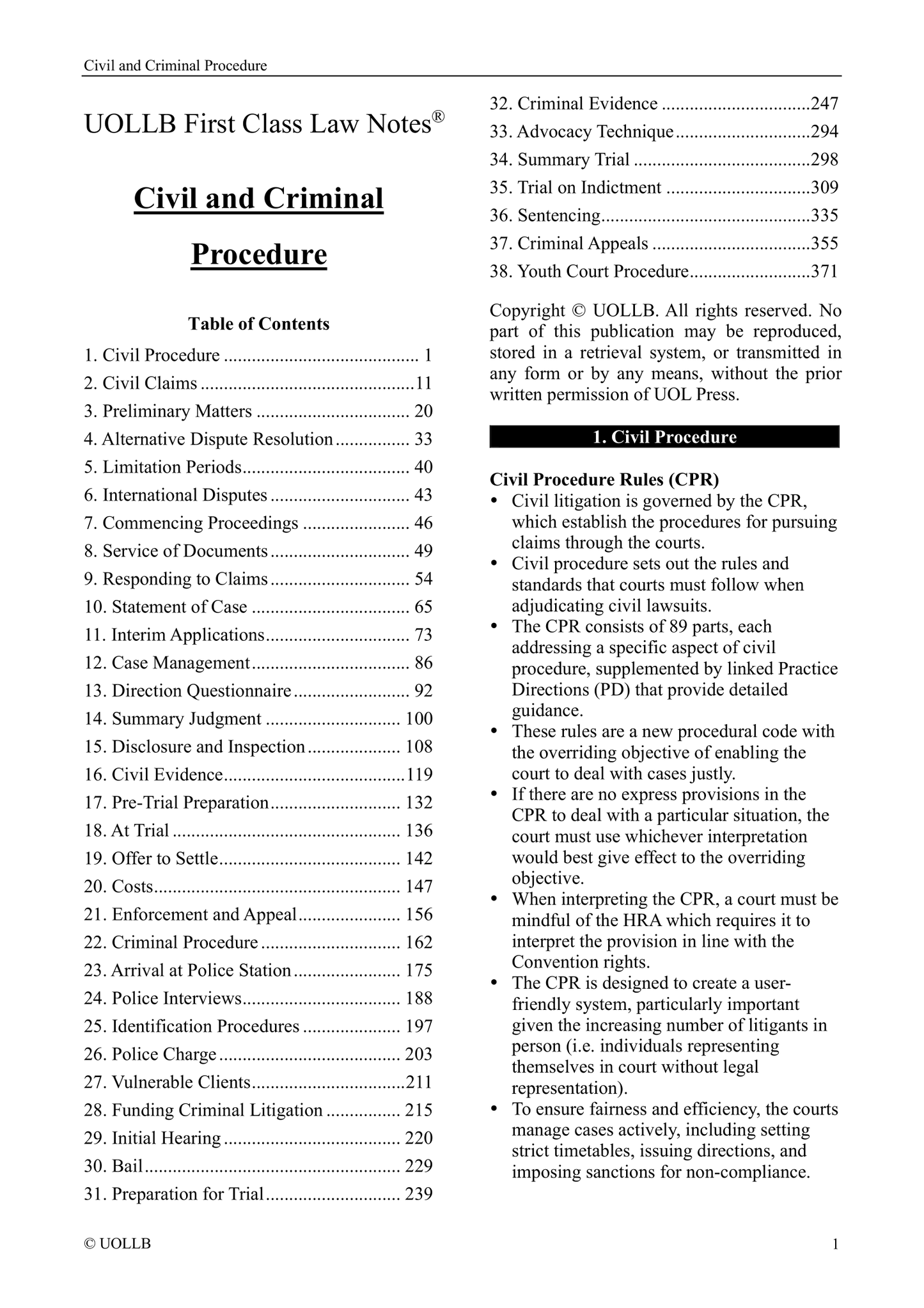 Civil and Criminal Procedure