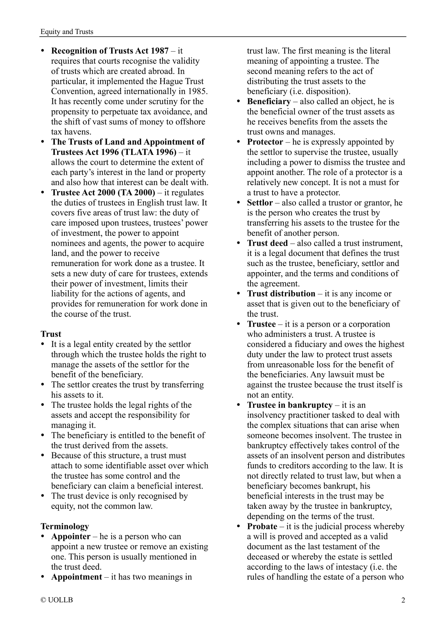 Equity and Trusts