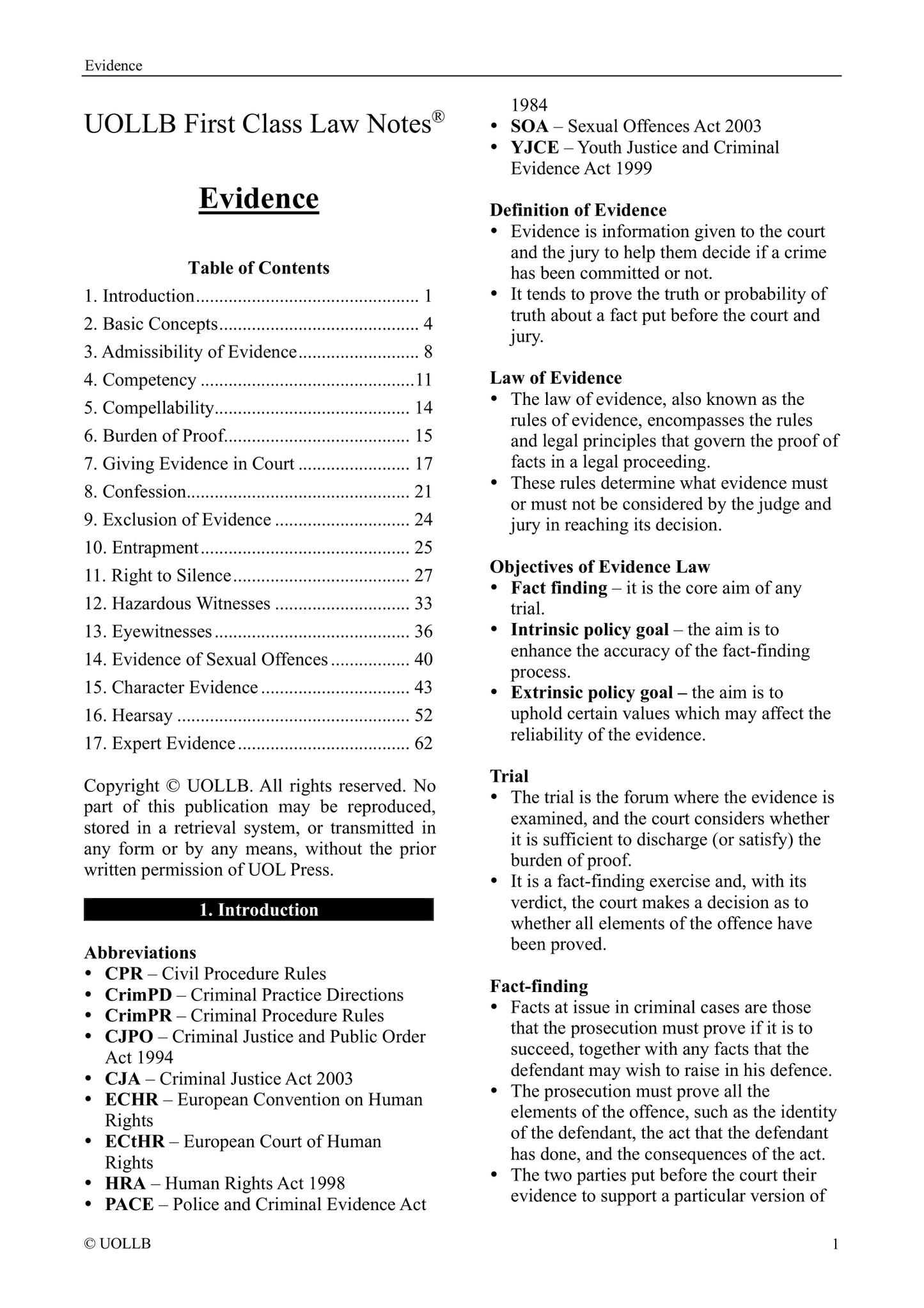 Evidence Law