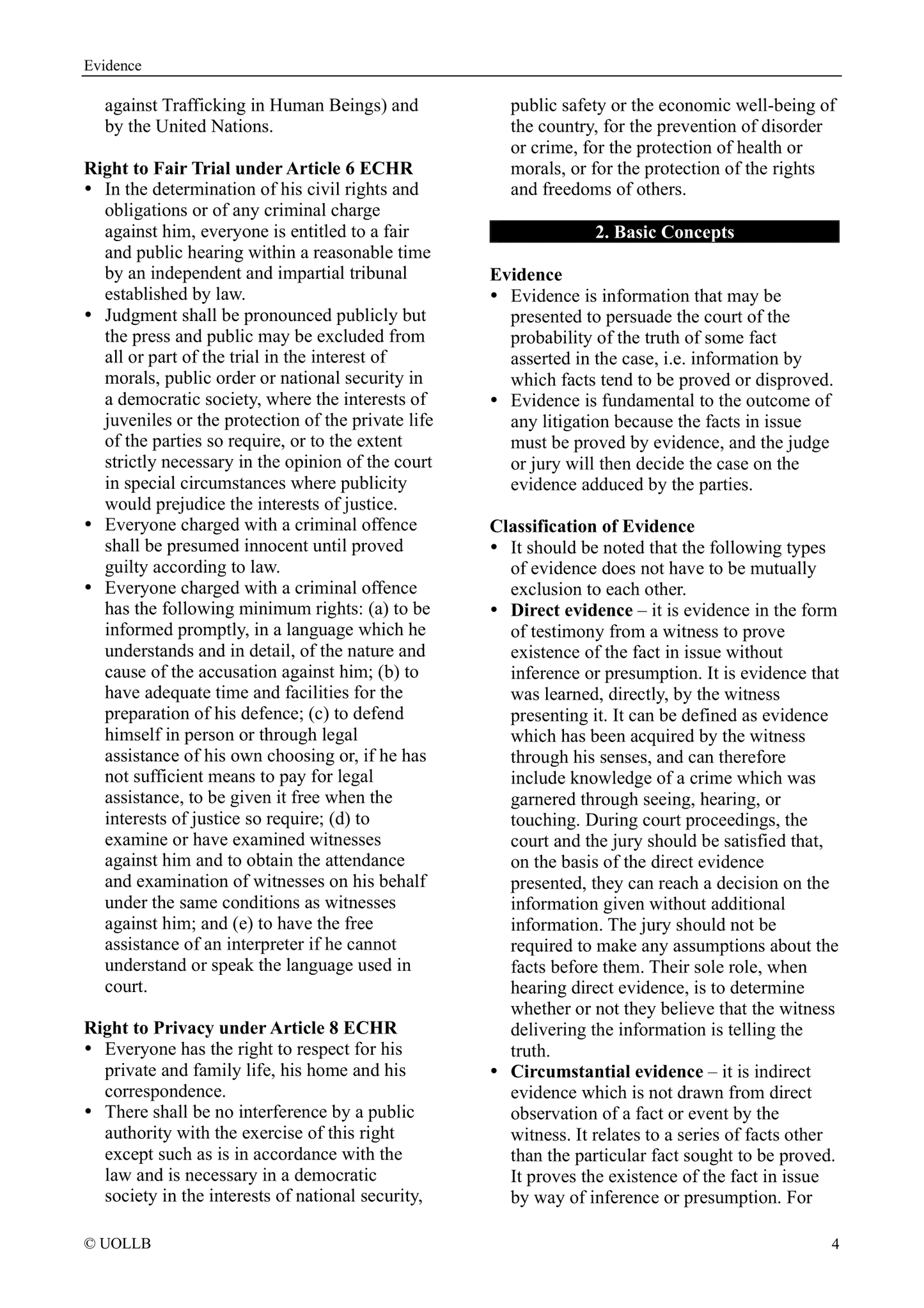 Evidence Law