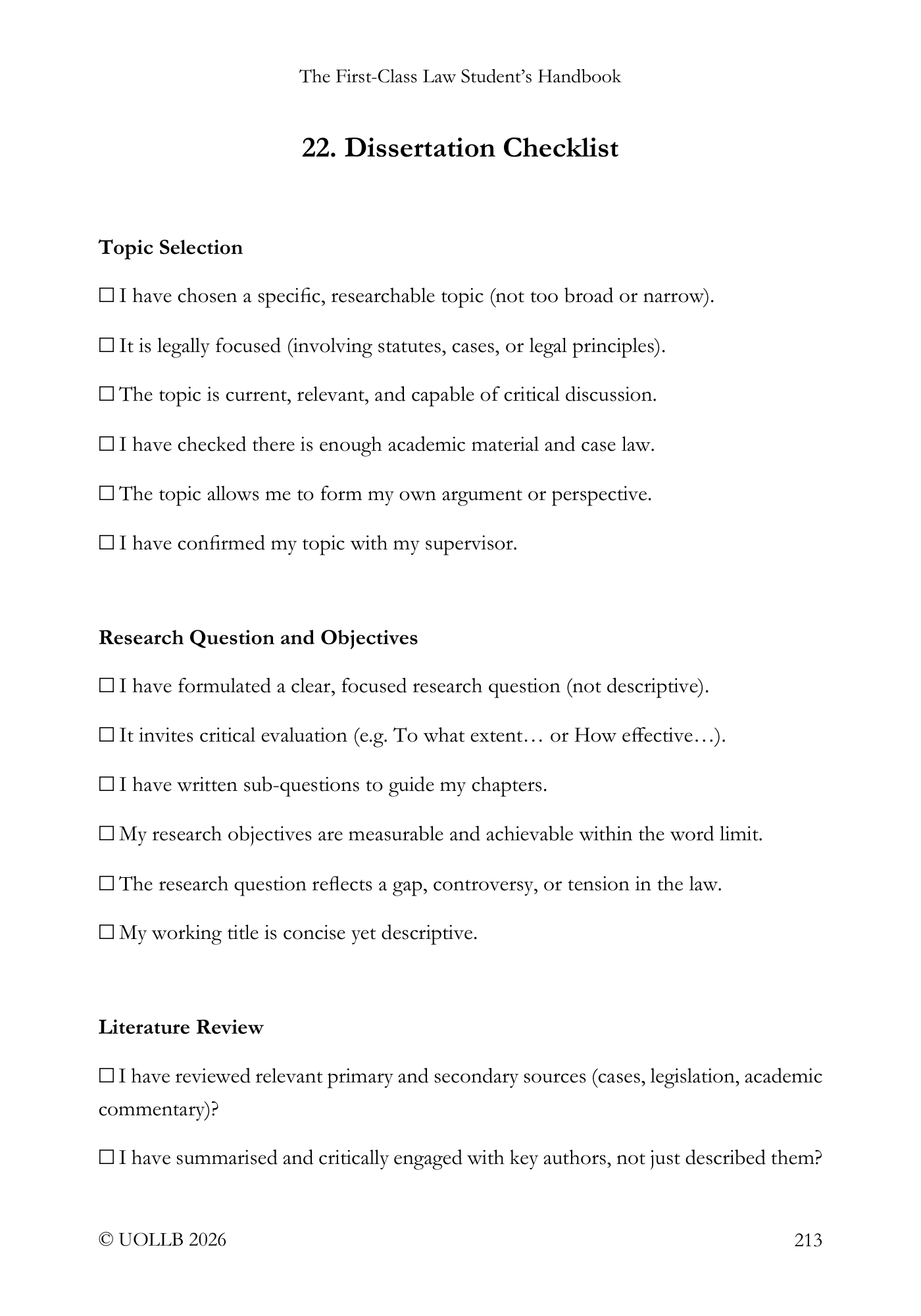 First Class Law Student's Handbook
