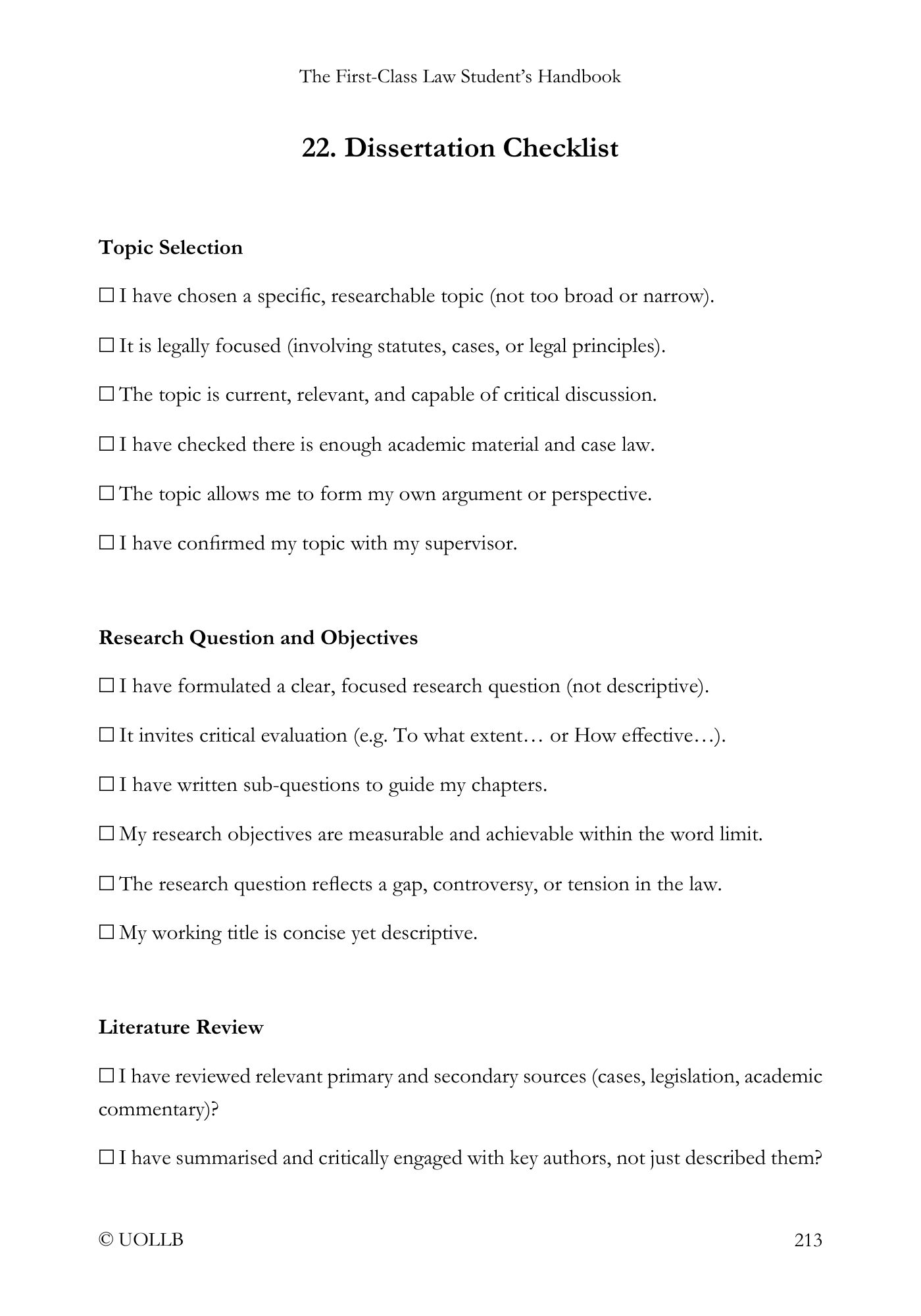 First Class Law Student's Handbook