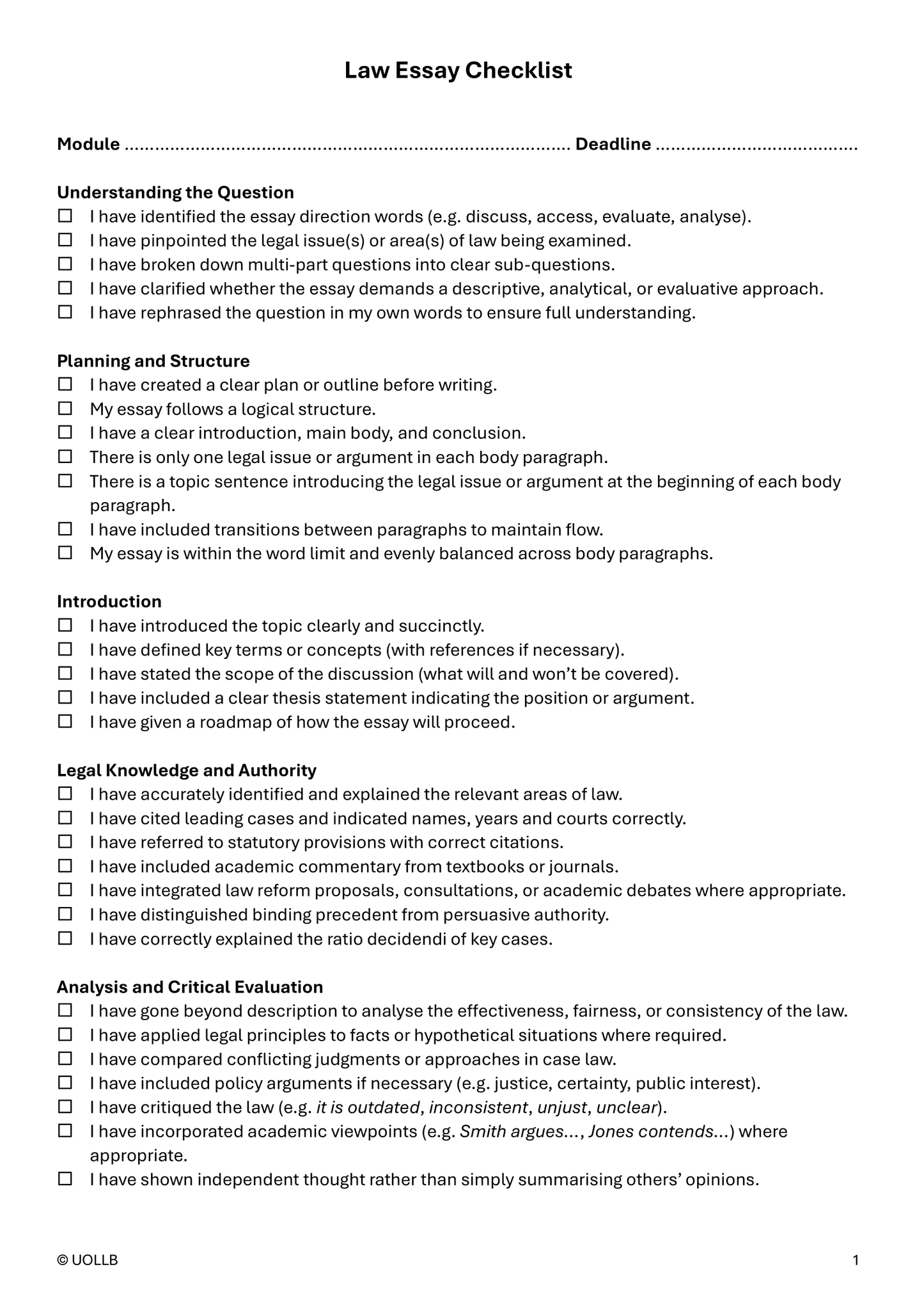 Law Study Planner