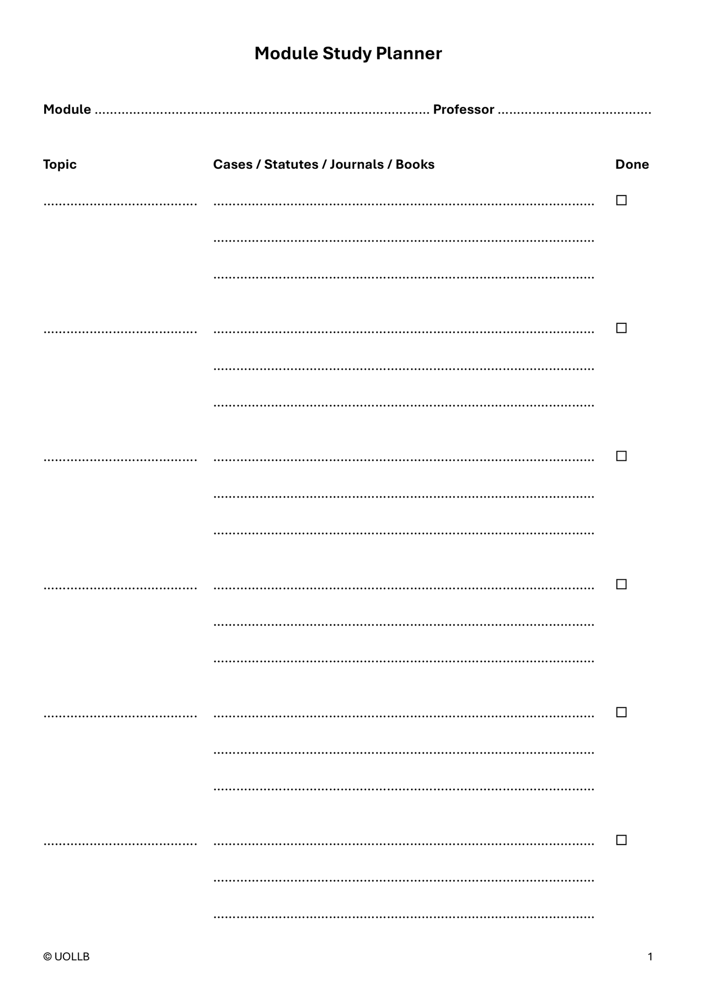 Law Study Planner