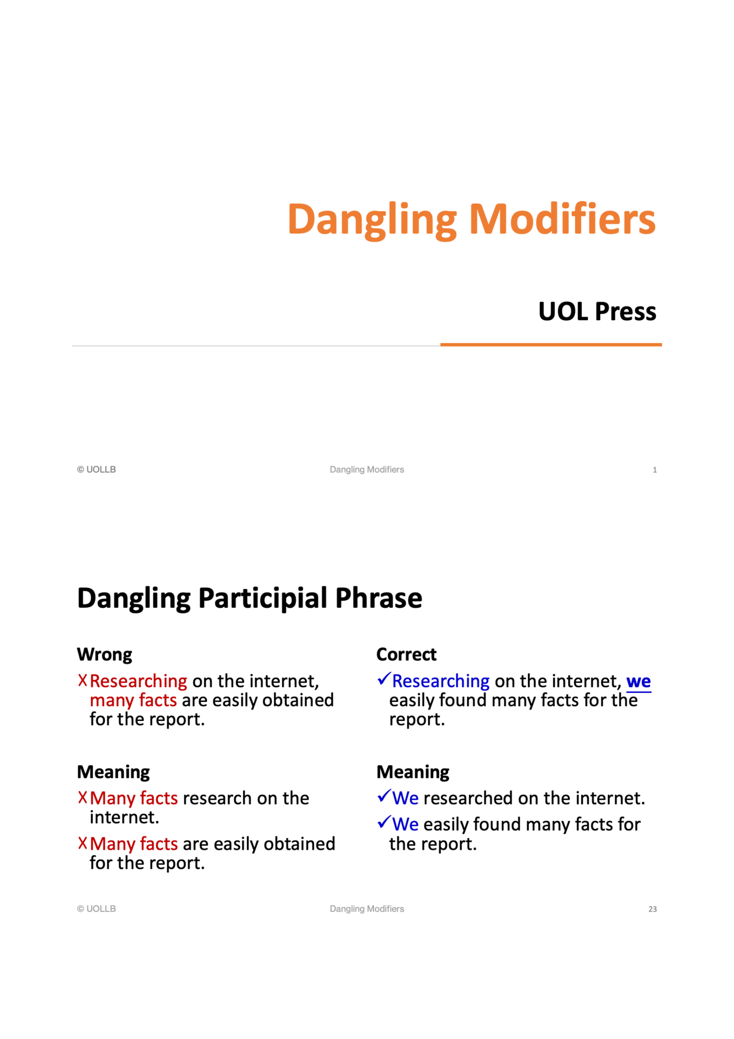 Dangling Modifiers