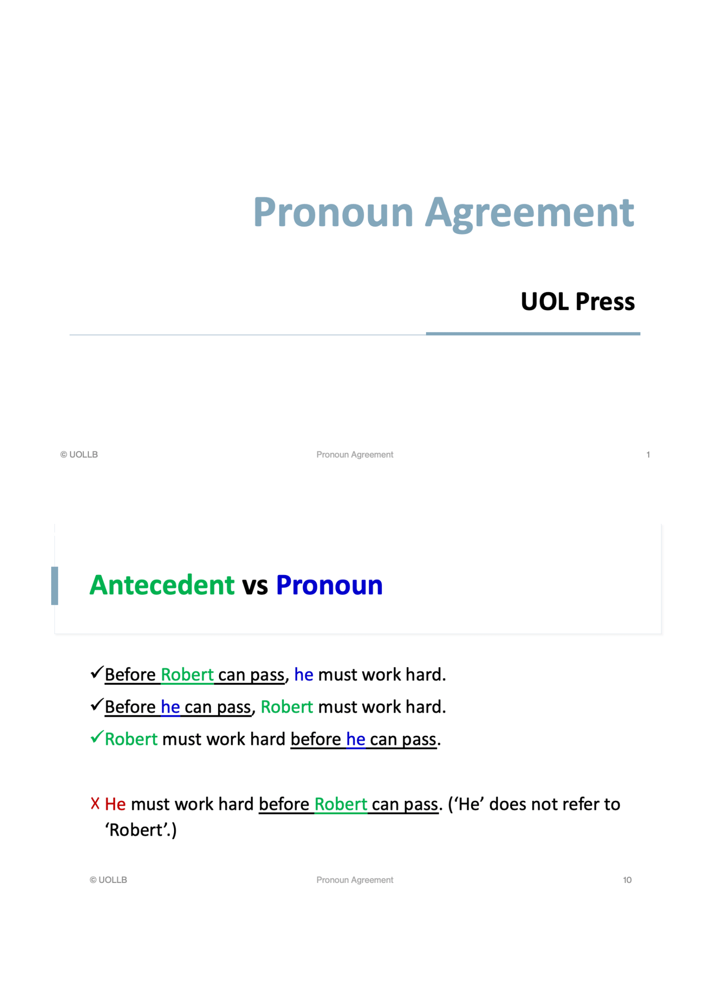 Pronoun Agreement
