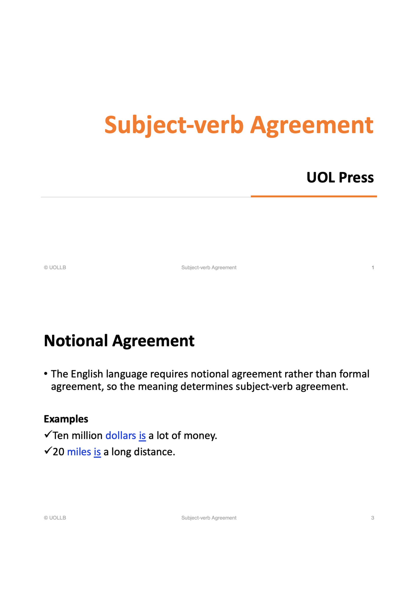 Subject-Verb Agreement