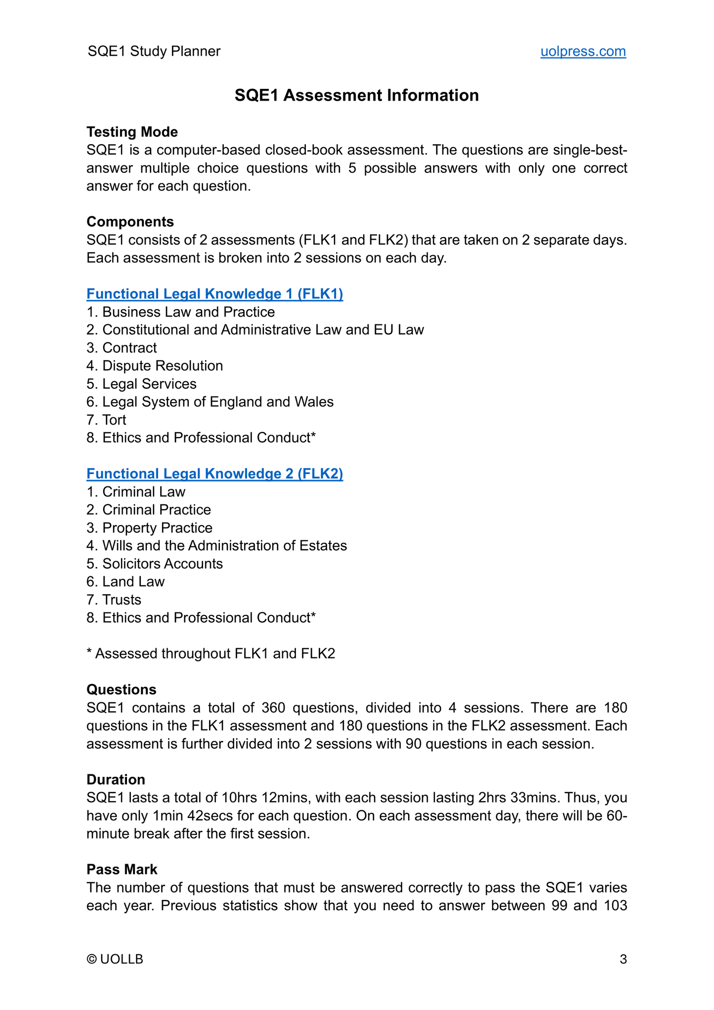 SQE1 Study Planner