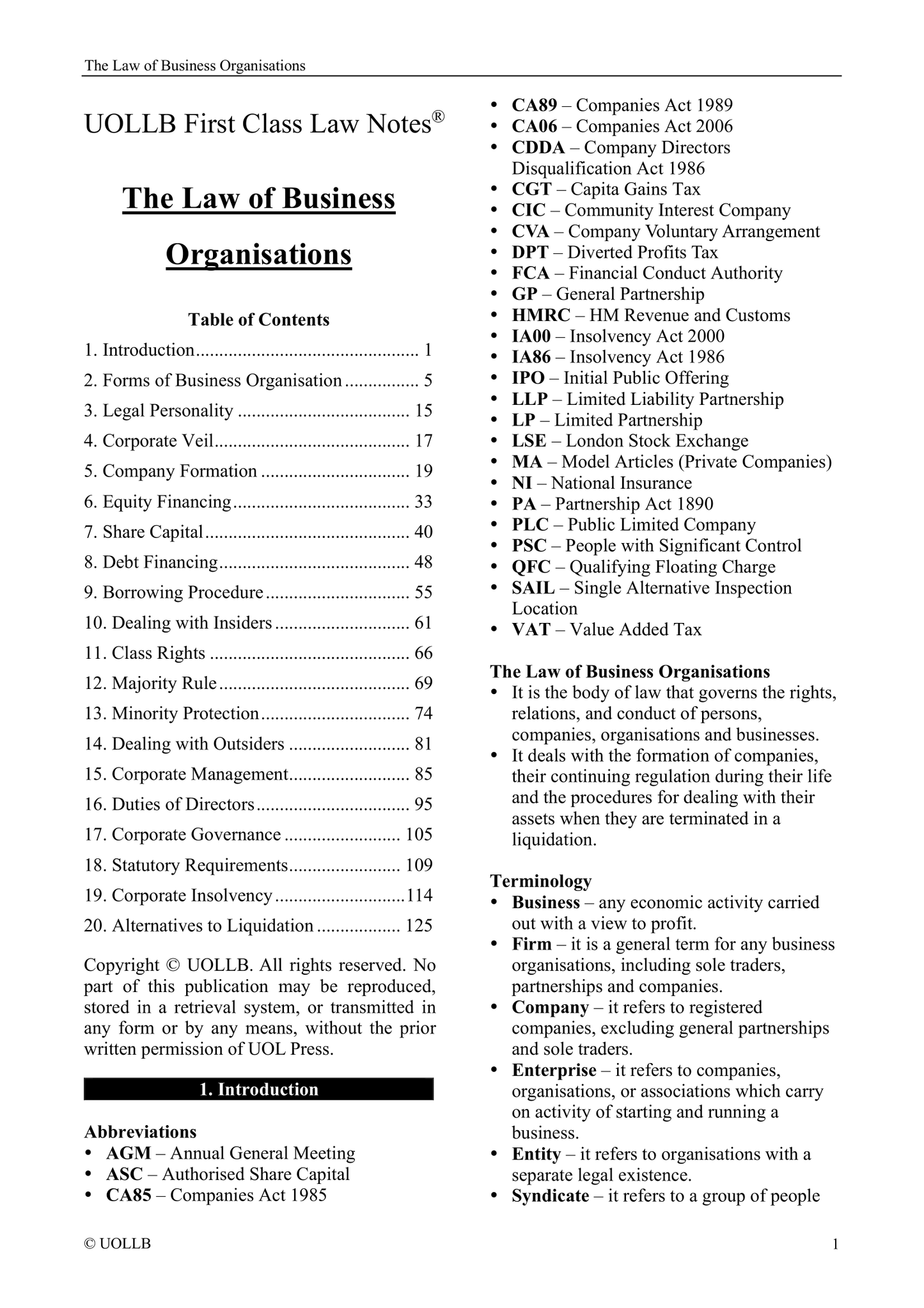 The Law of Business Organisations