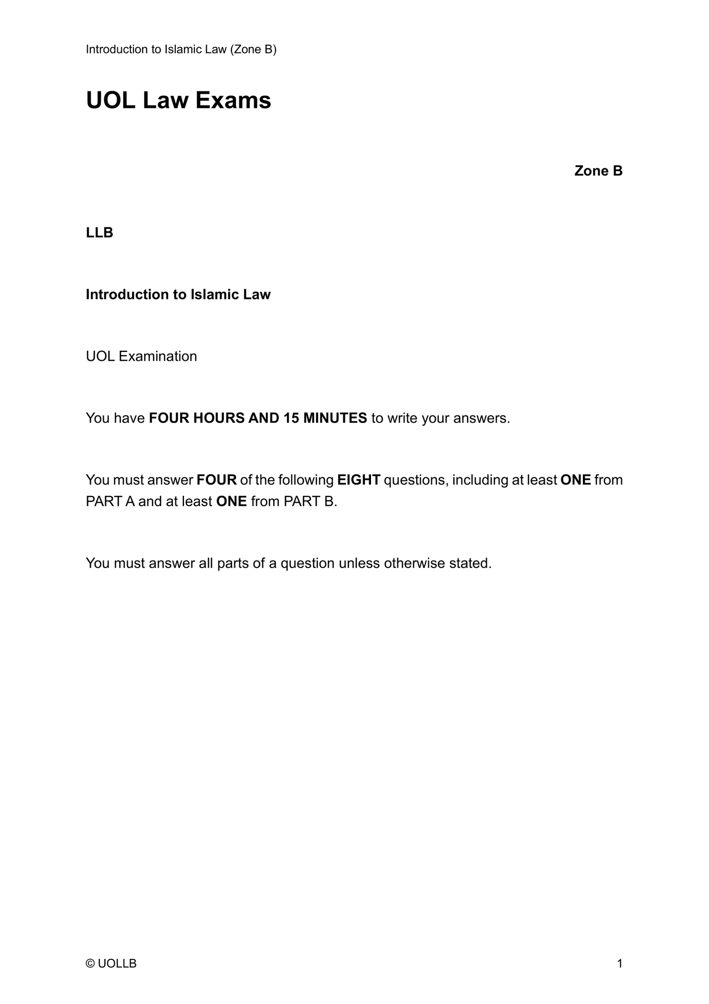 UOL Law Exam Papers