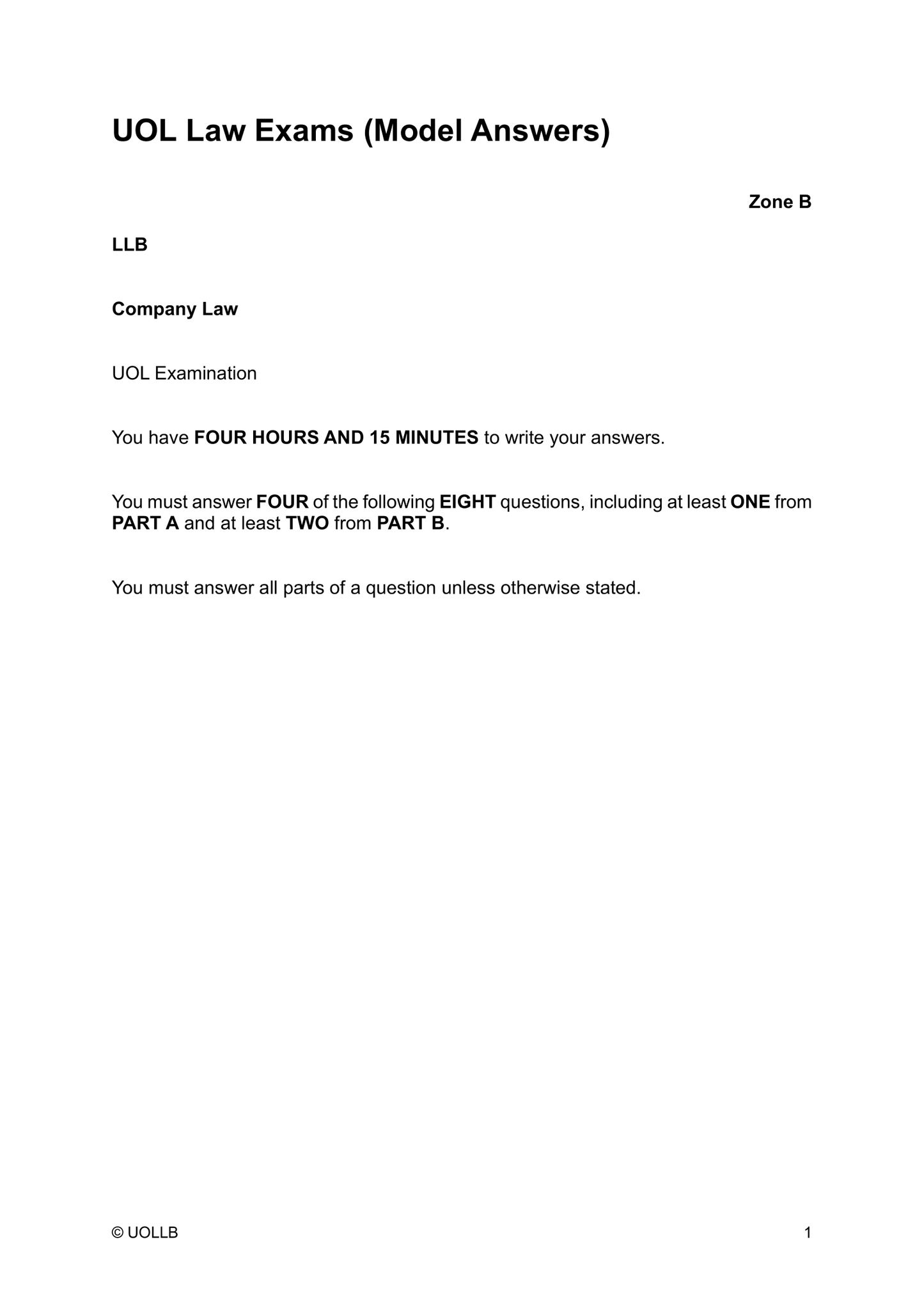 UOL Law Exam Papers
