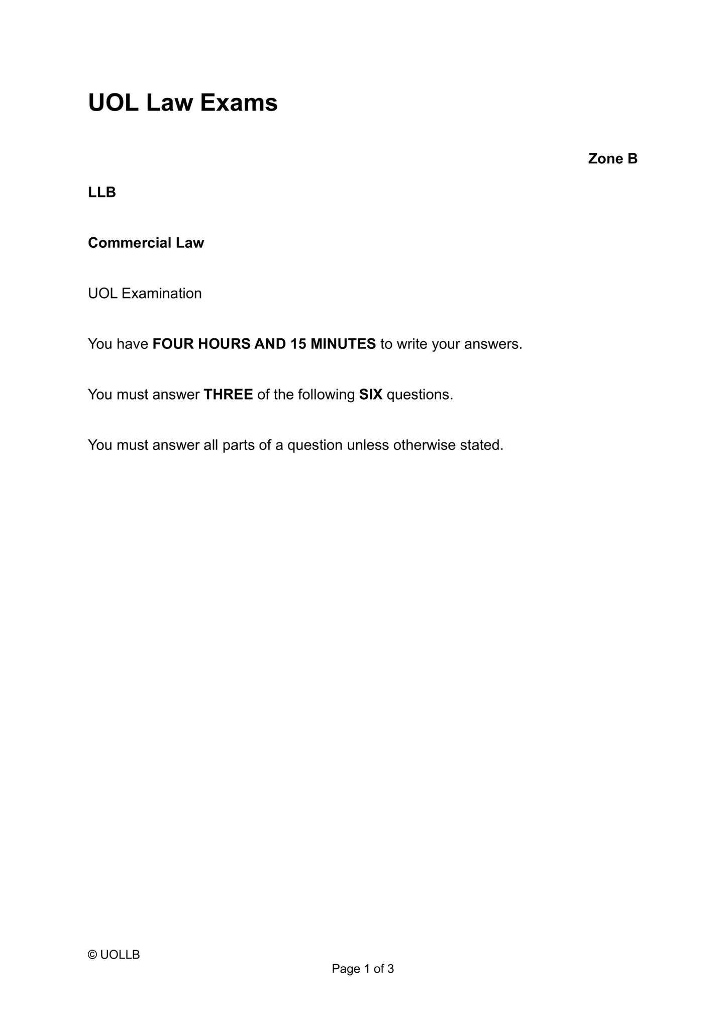 UOL Law Exam Papers