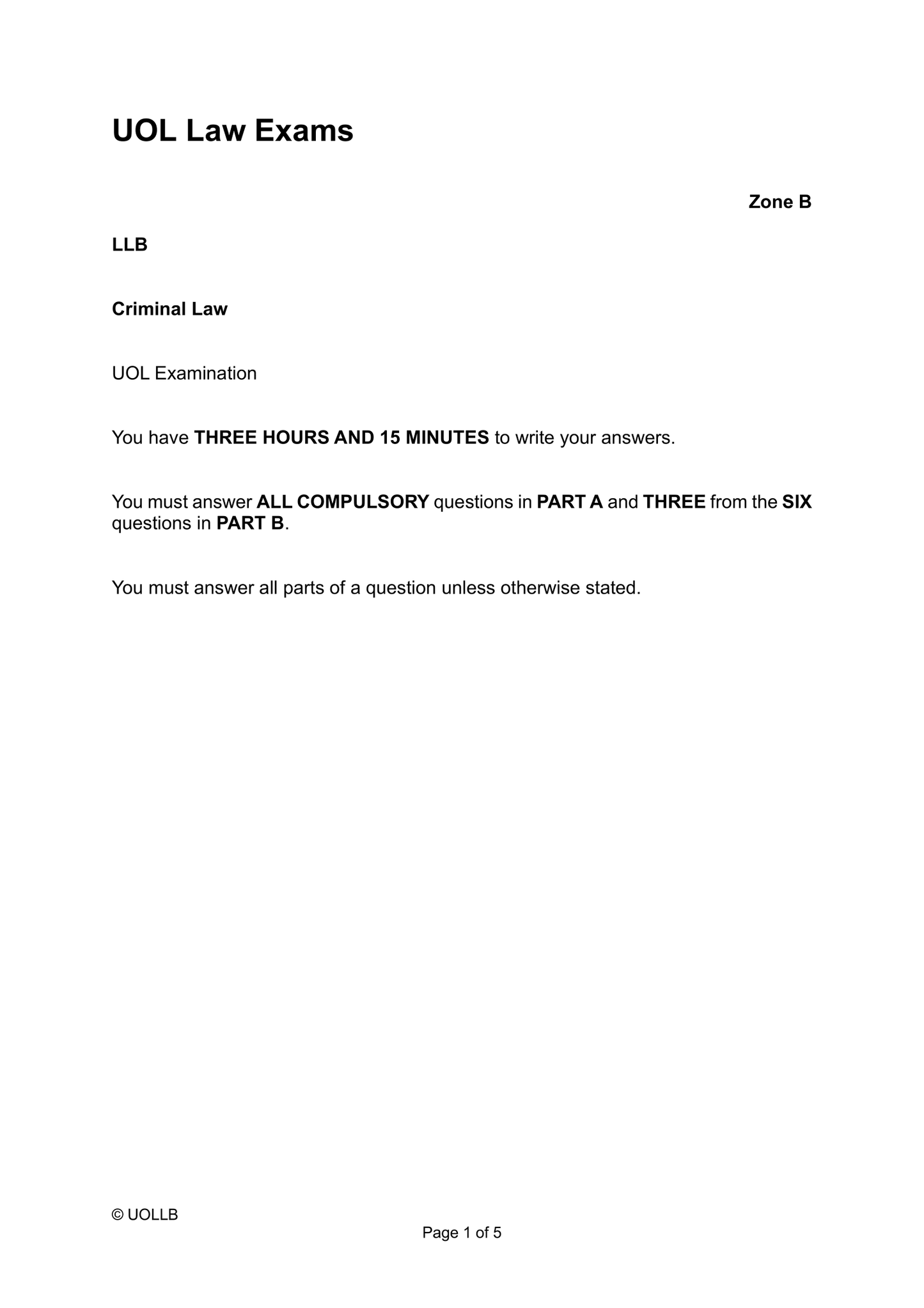 UOL Law Exam Papers