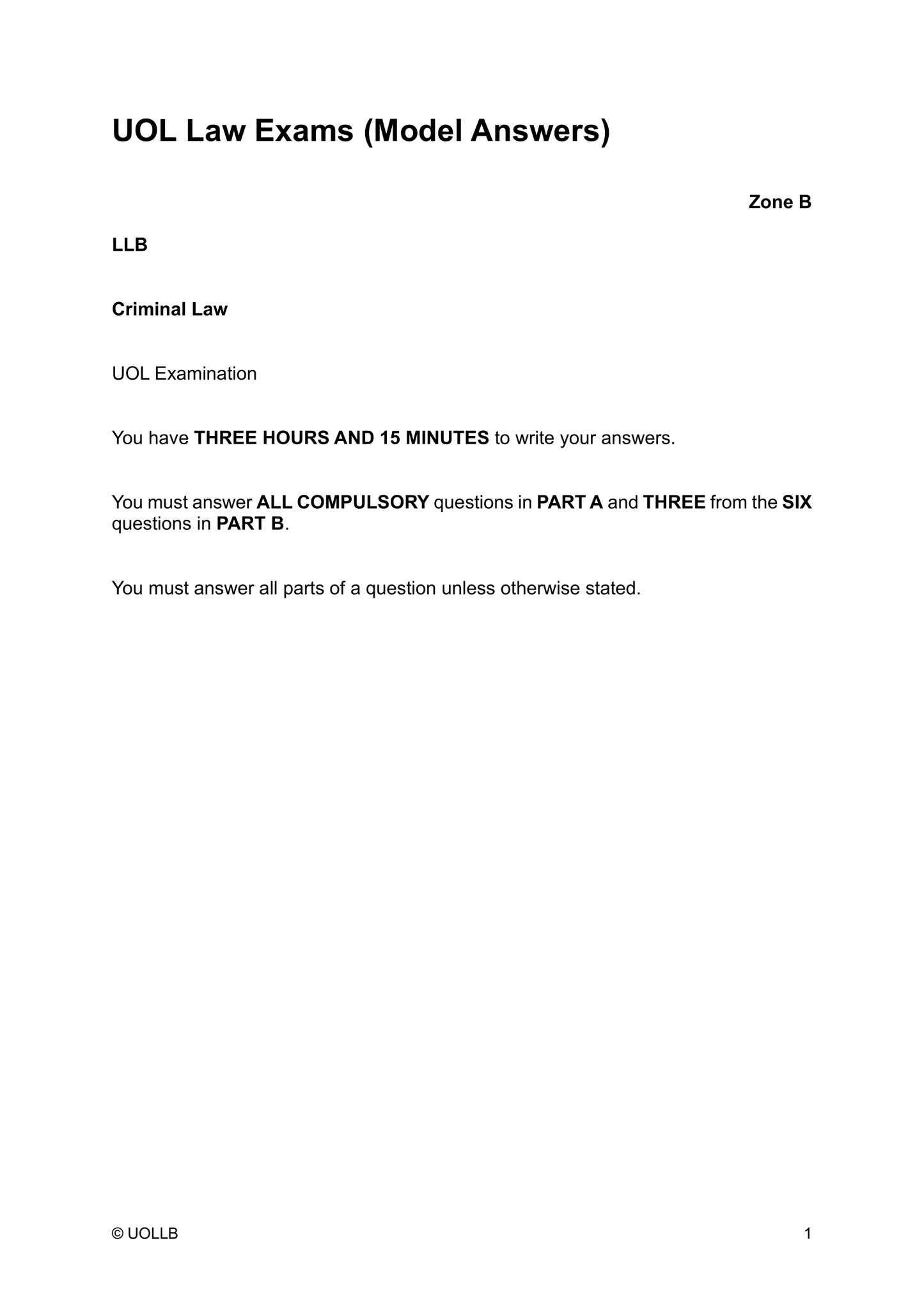 UOL Law Exam Papers