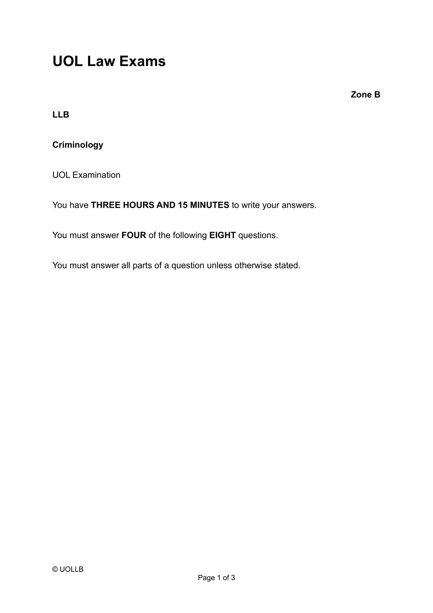 UOL Law Exam Papers