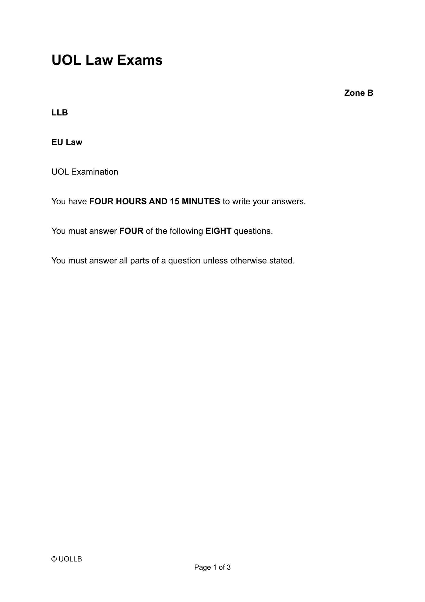 UOL Law Exam Papers