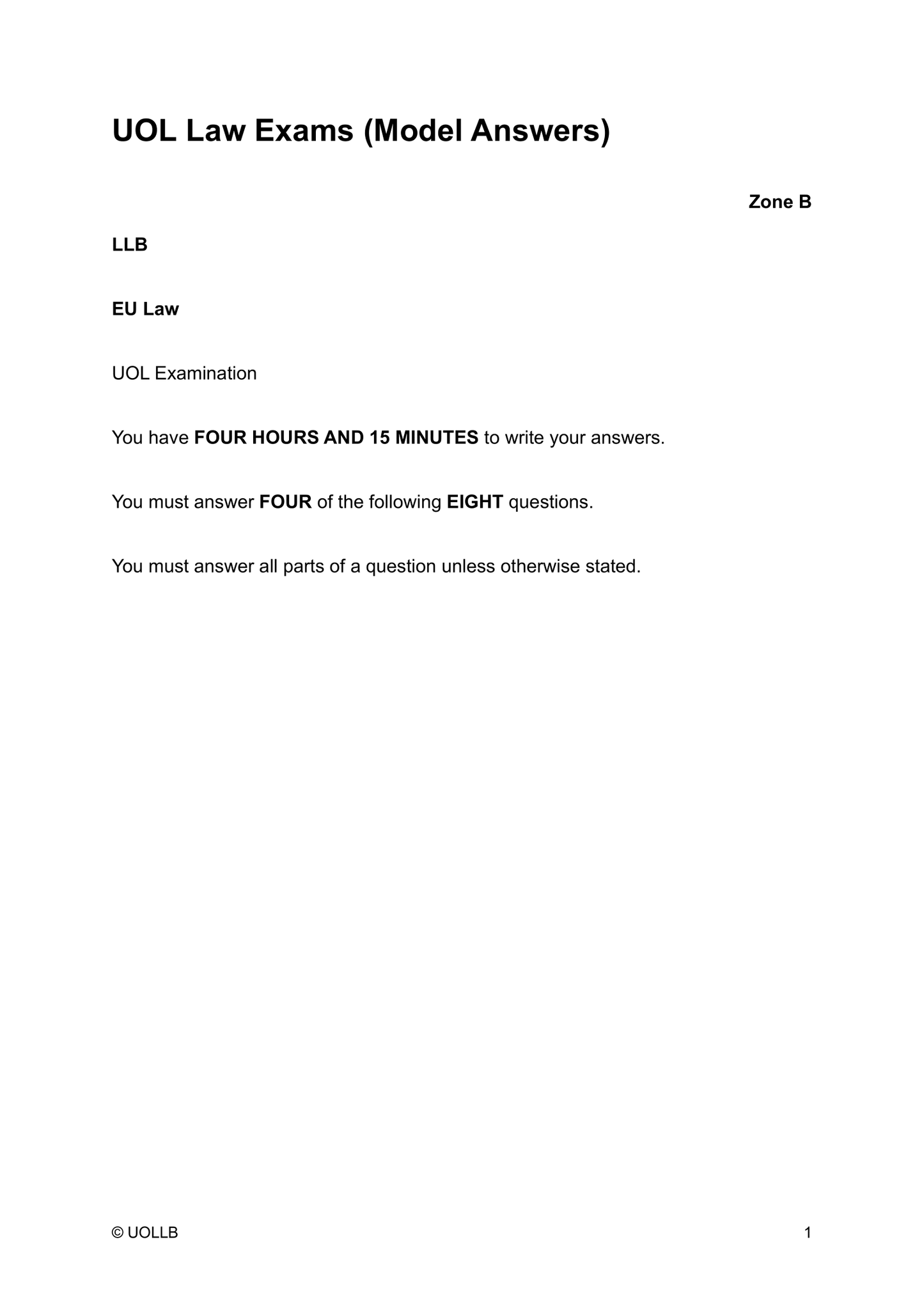 UOL Law Exam Papers