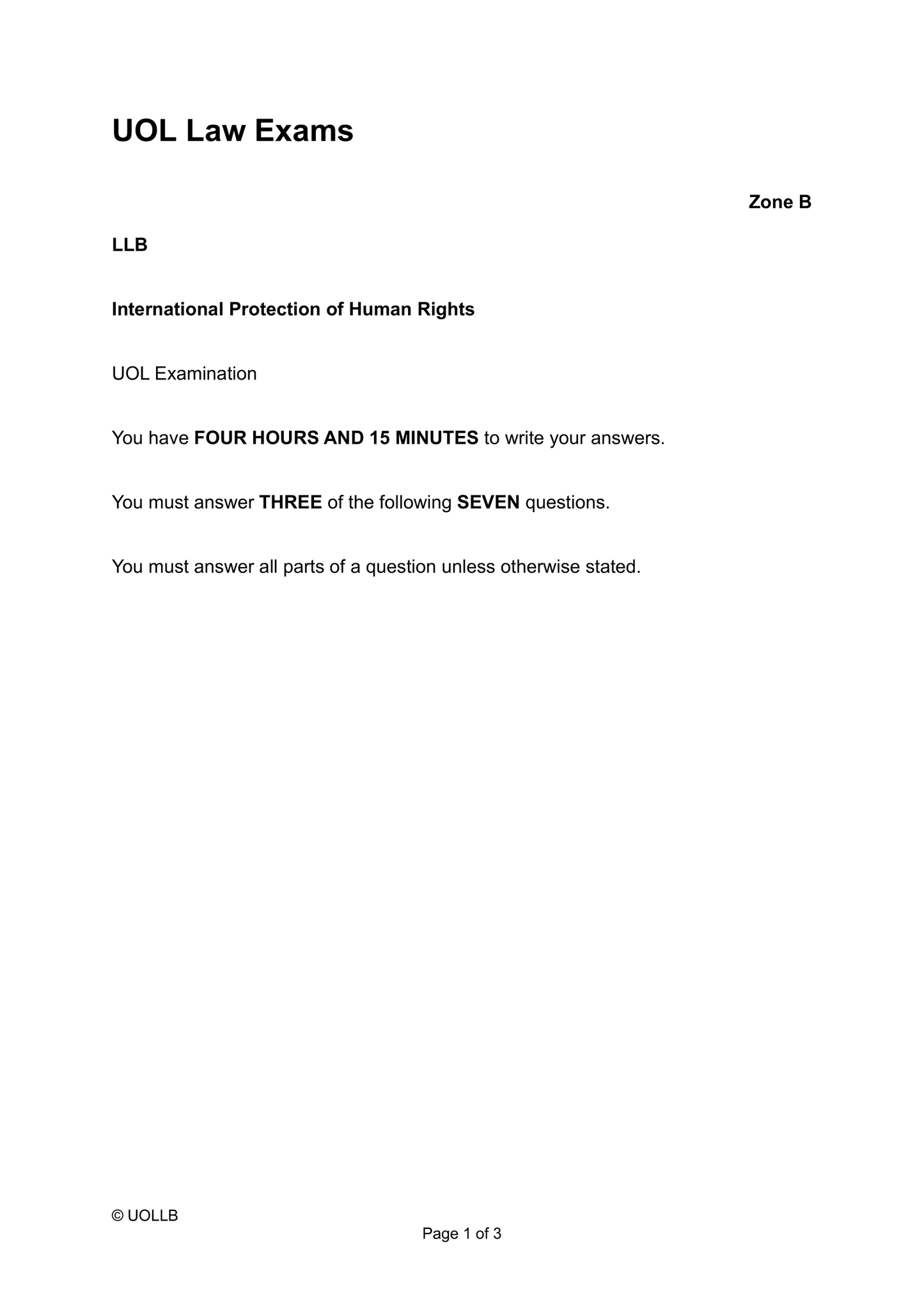 UOL Law Exam Papers