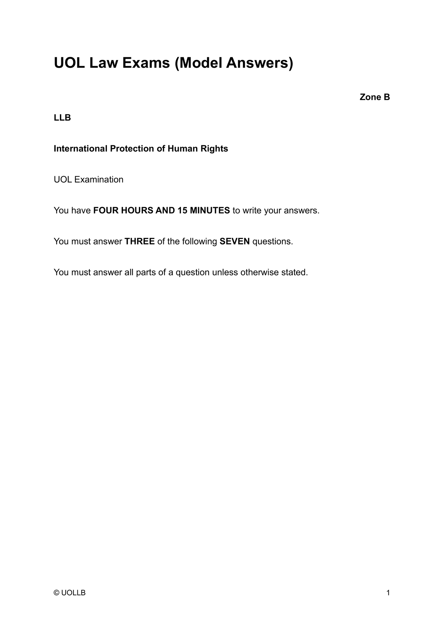 UOL Law Exam Papers