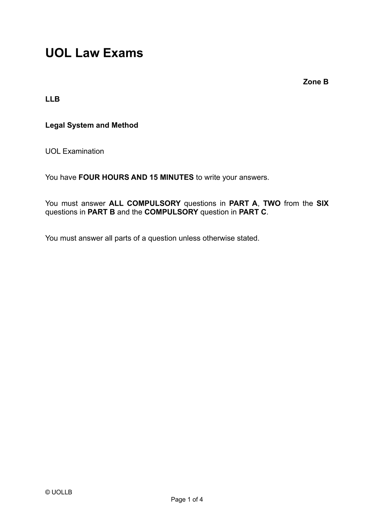 UOL Law Exam Papers