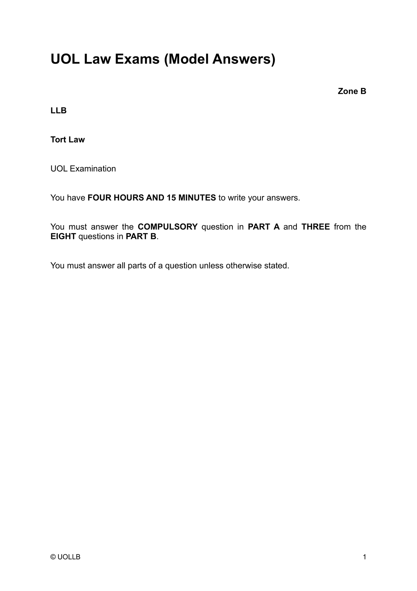 UOL Law Exam Papers