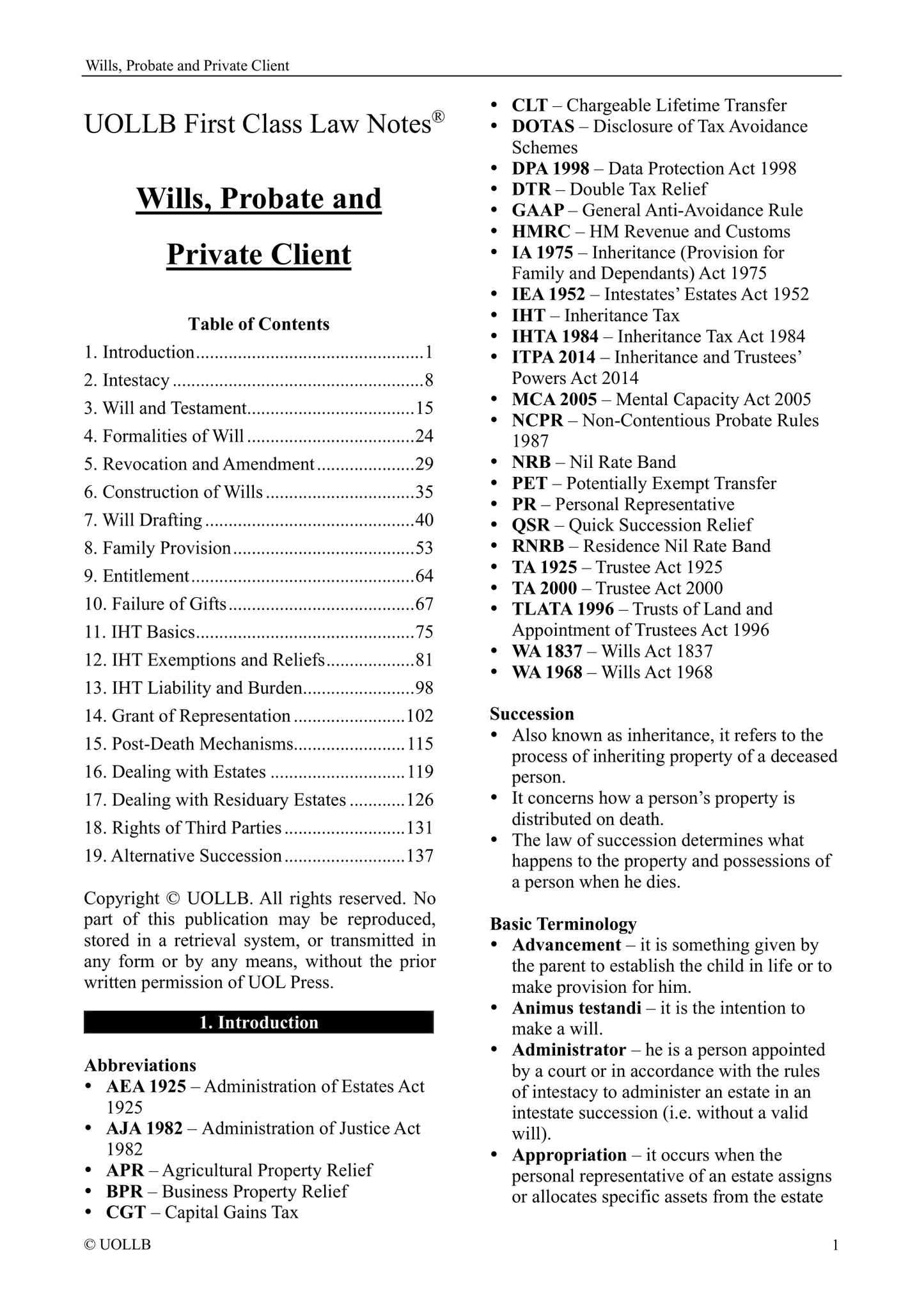 Wills, Probate and Private Client