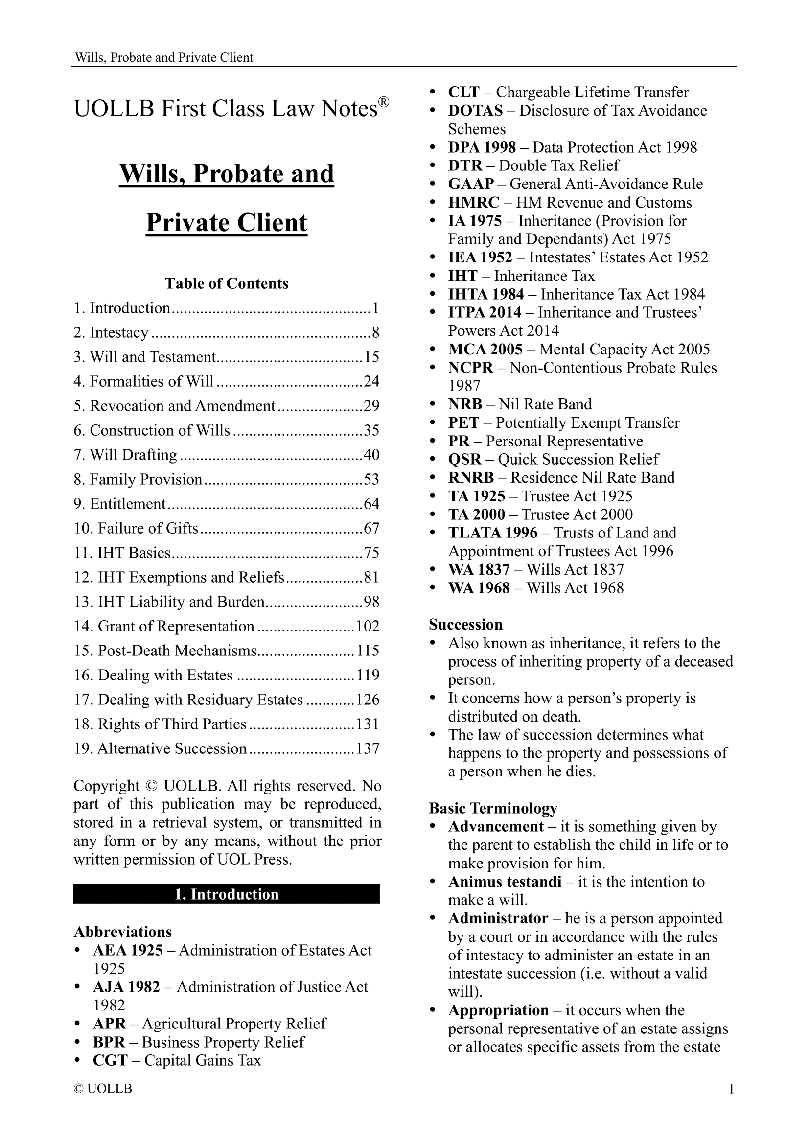 Wills, Probate and Private Client