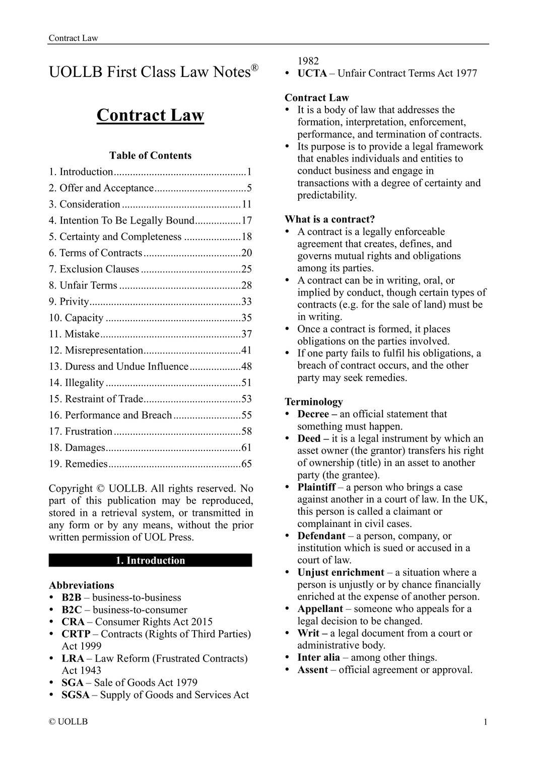 Law Notes Uollb First Class Law Notes