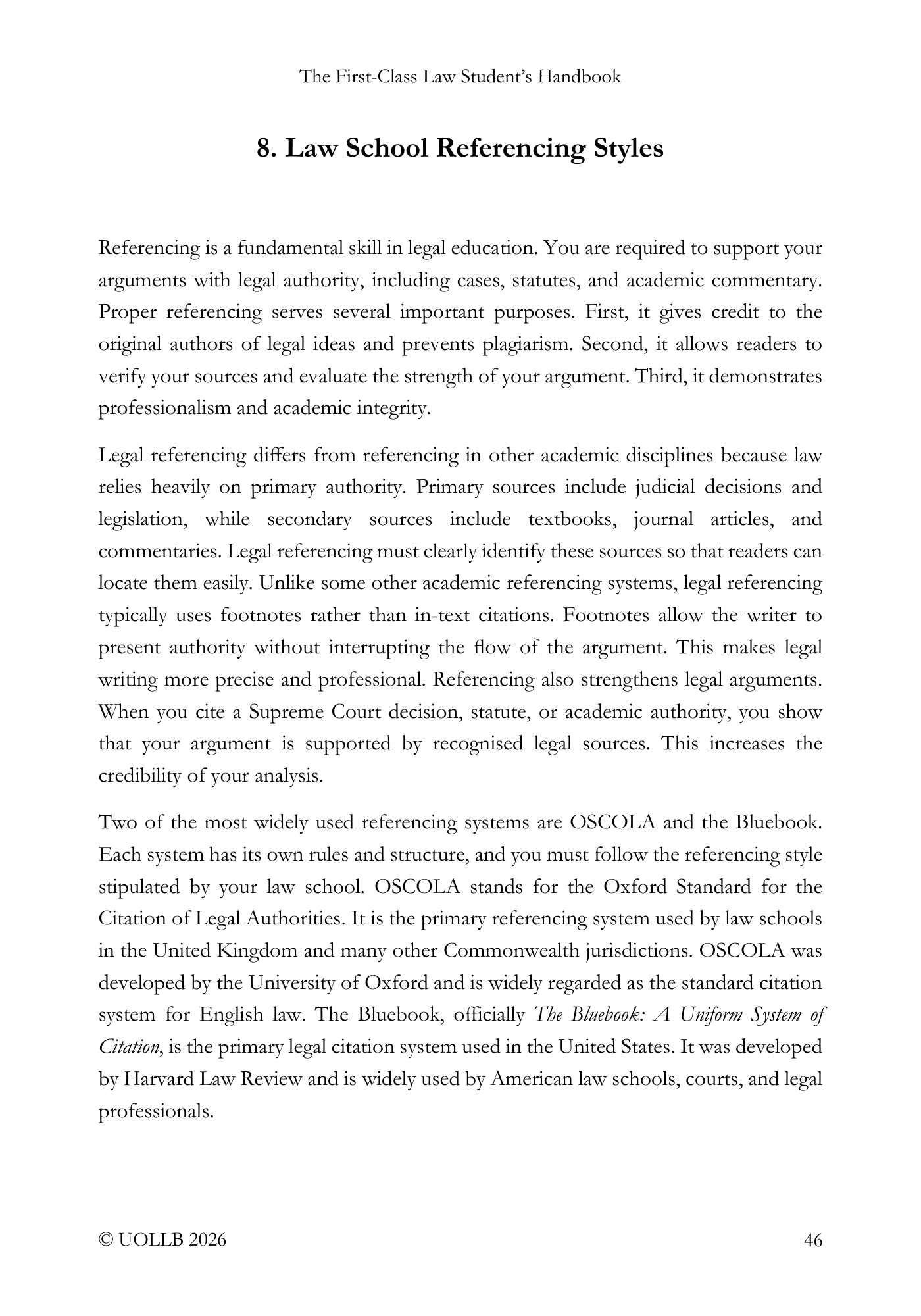 First Class Law Student's Handbook