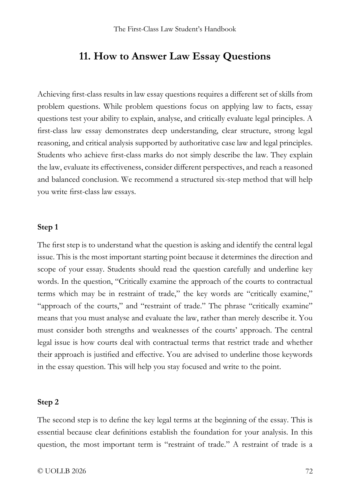 First Class Law Student's Handbook