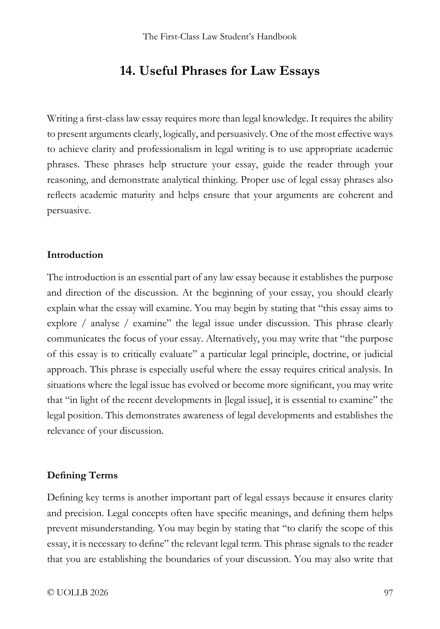 First Class Law Student's Handbook