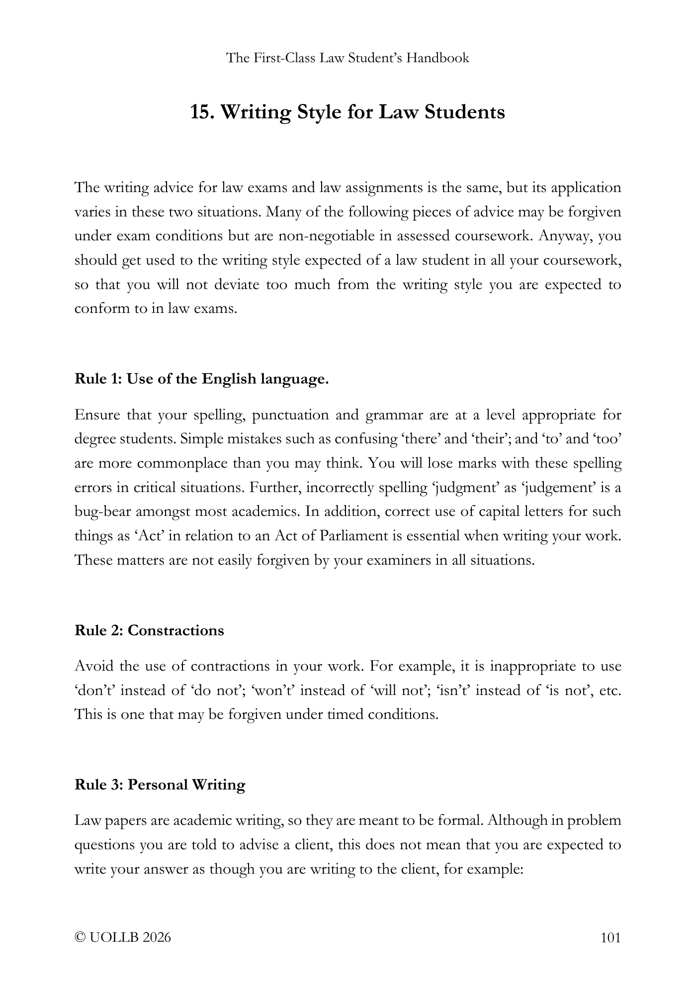 First Class Law Student's Handbook