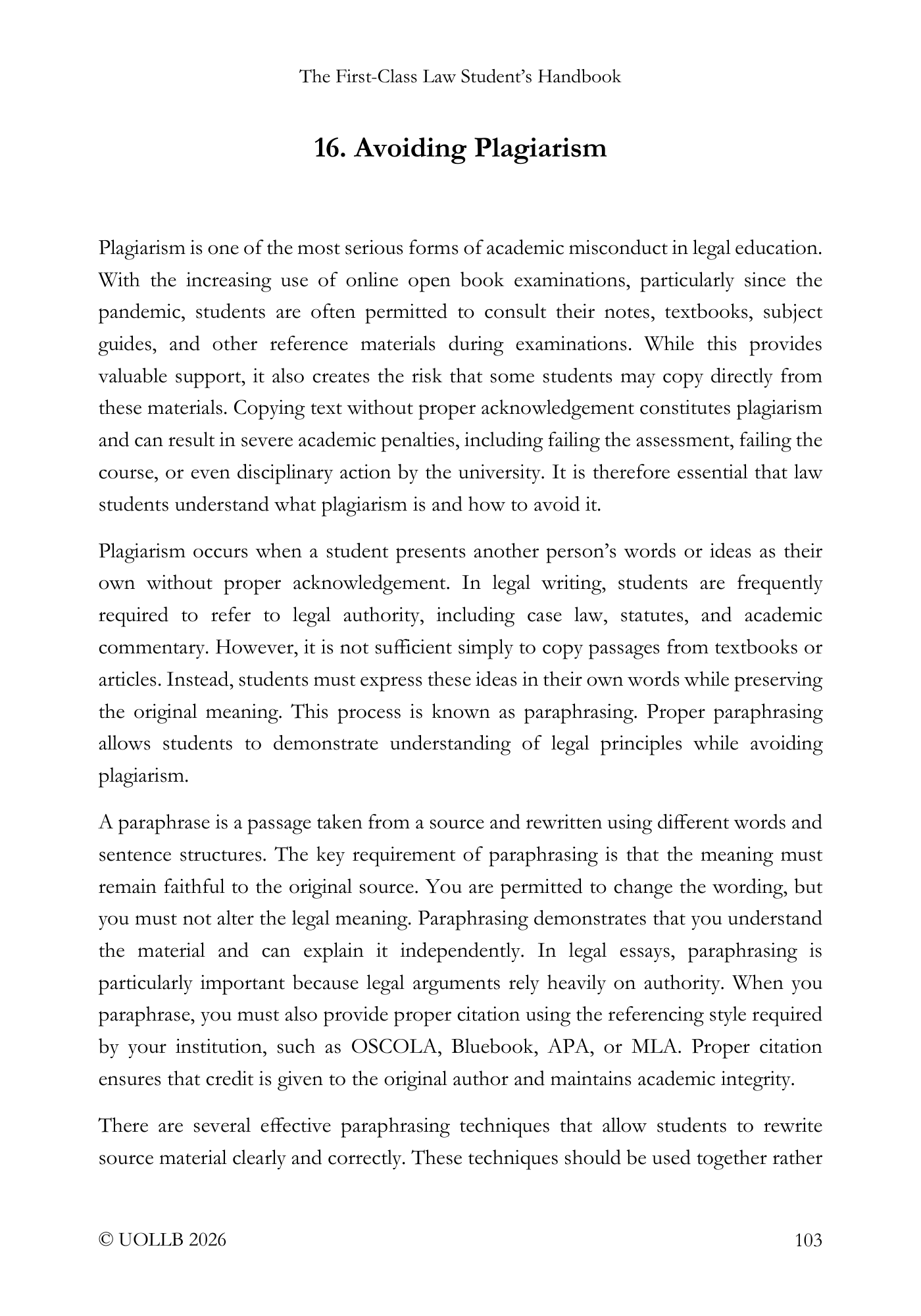 First Class Law Student's Handbook