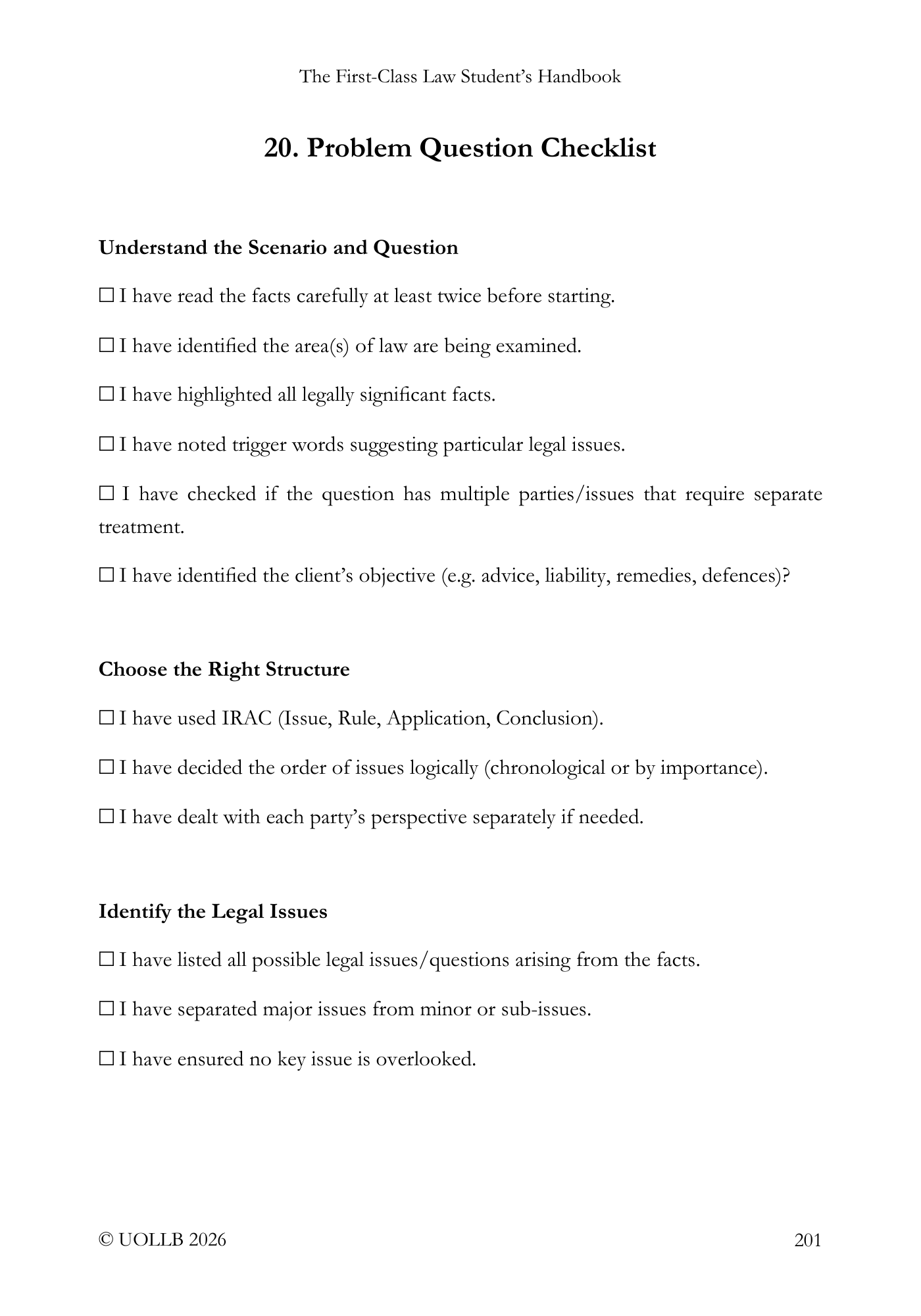First Class Law Student's Handbook