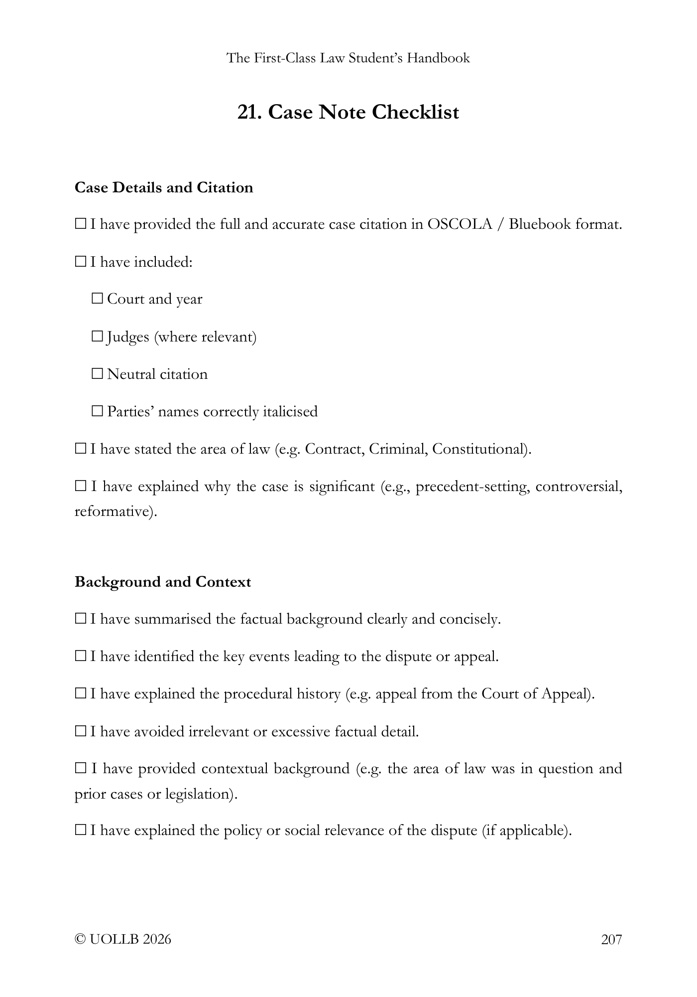 First Class Law Student's Handbook