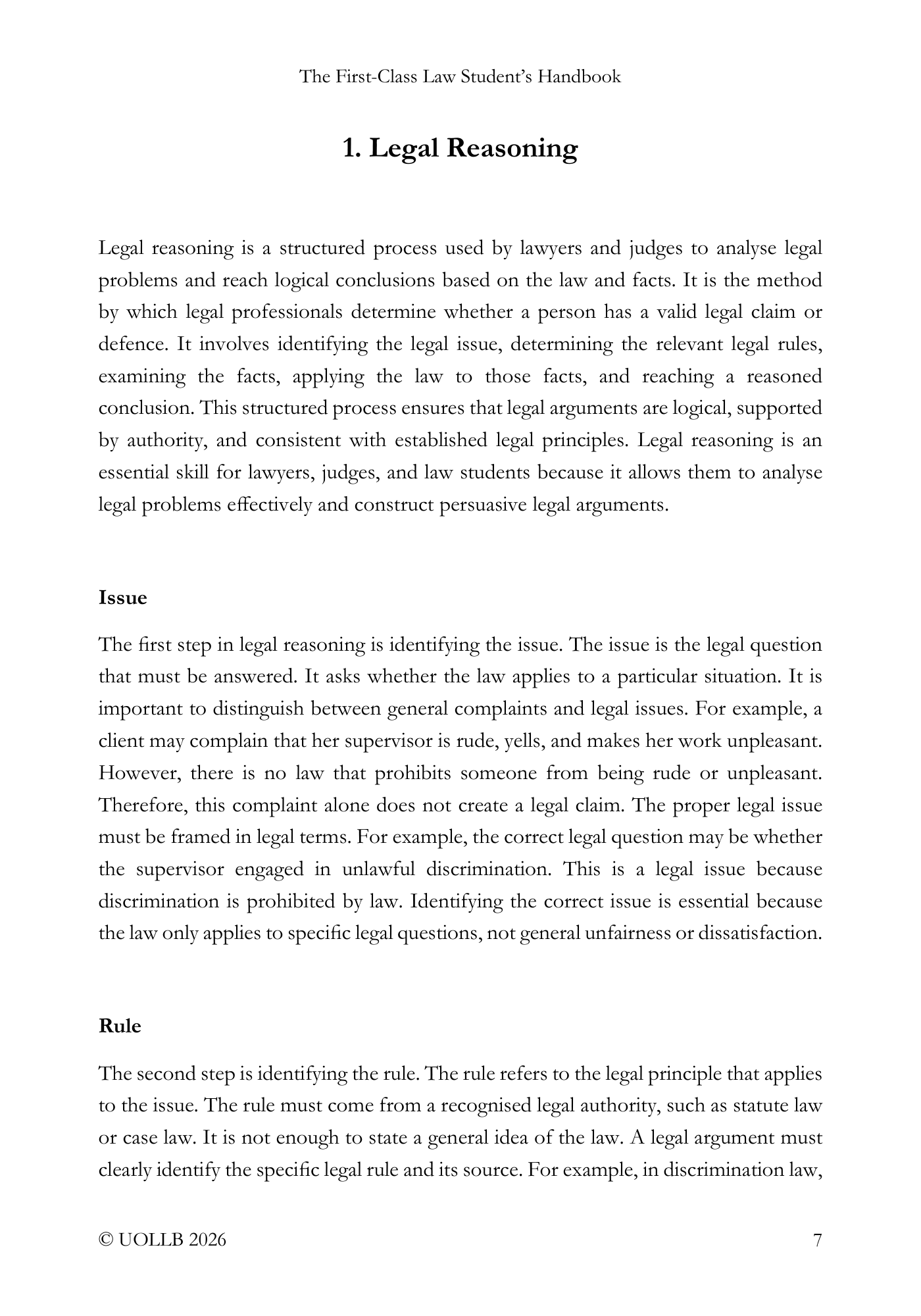 First Class Law Student's Handbook