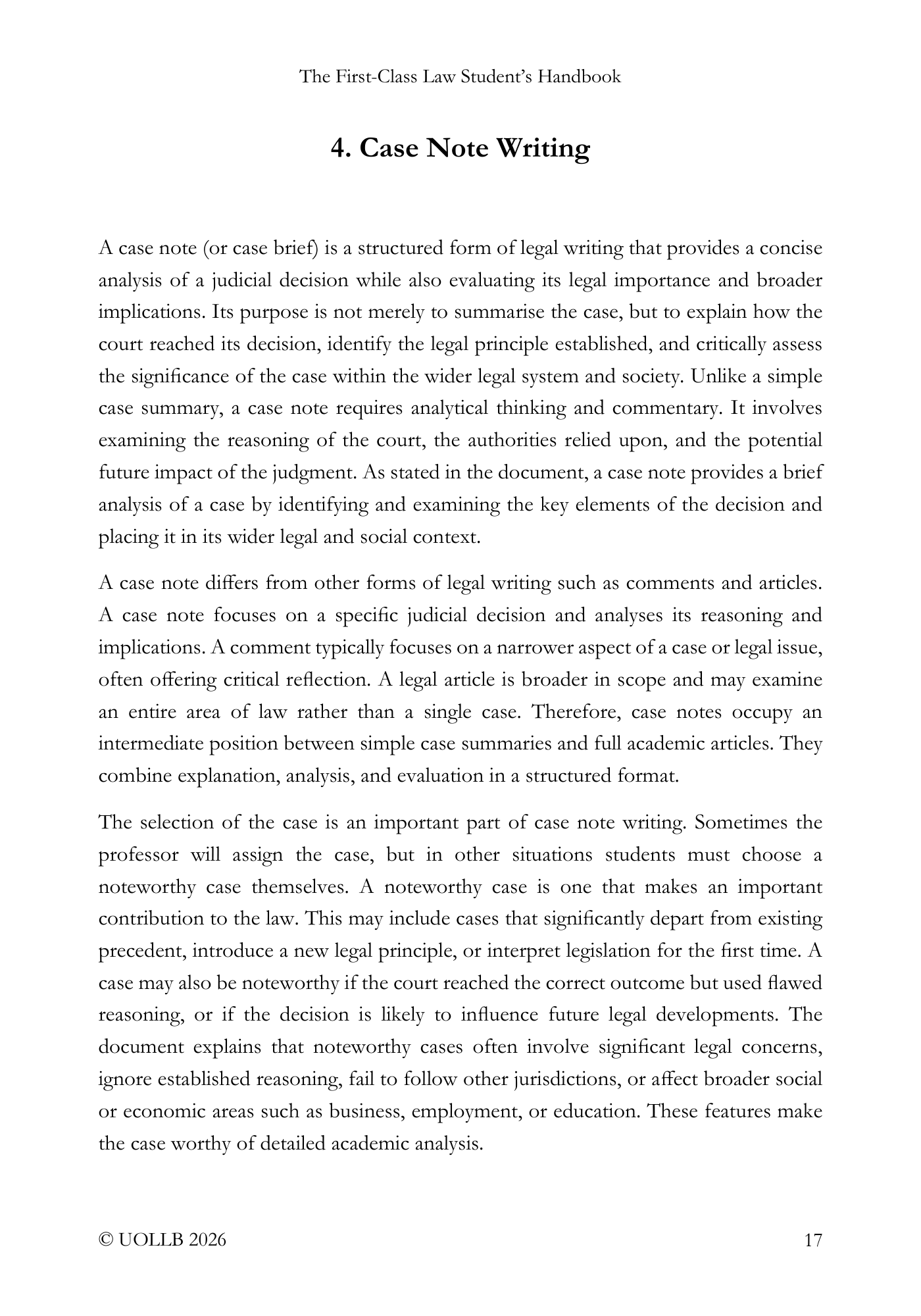 First Class Law Student's Handbook