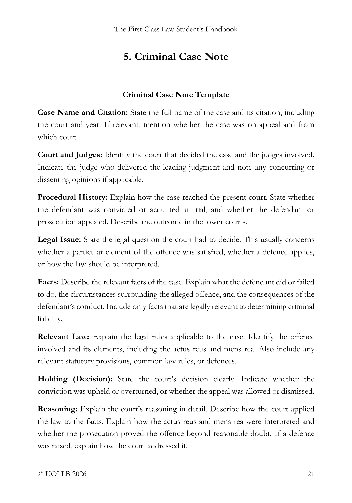 First Class Law Student's Handbook