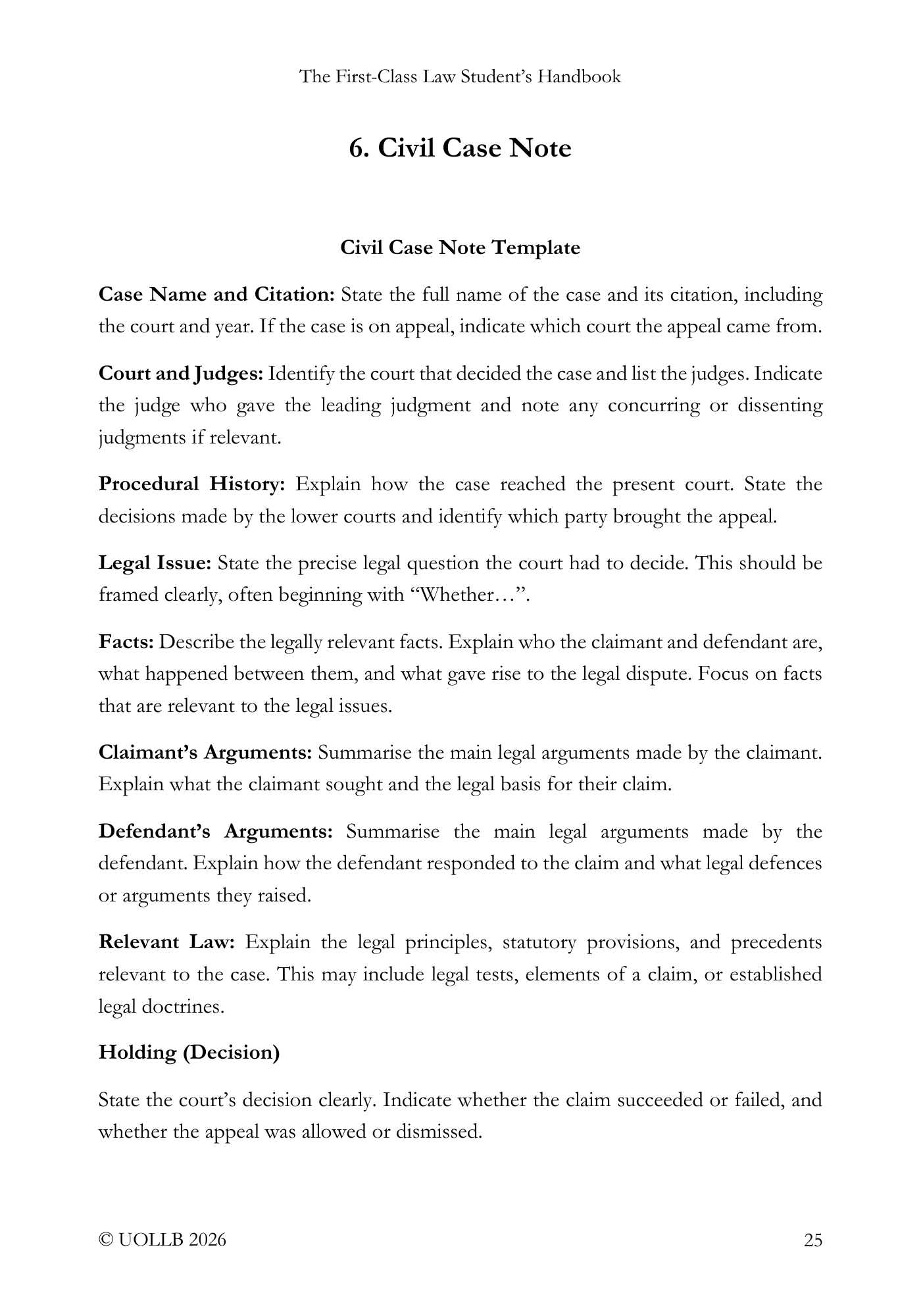 First Class Law Student's Handbook