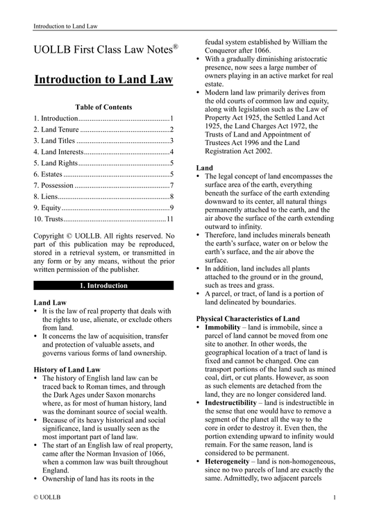 Introduction to Land Law