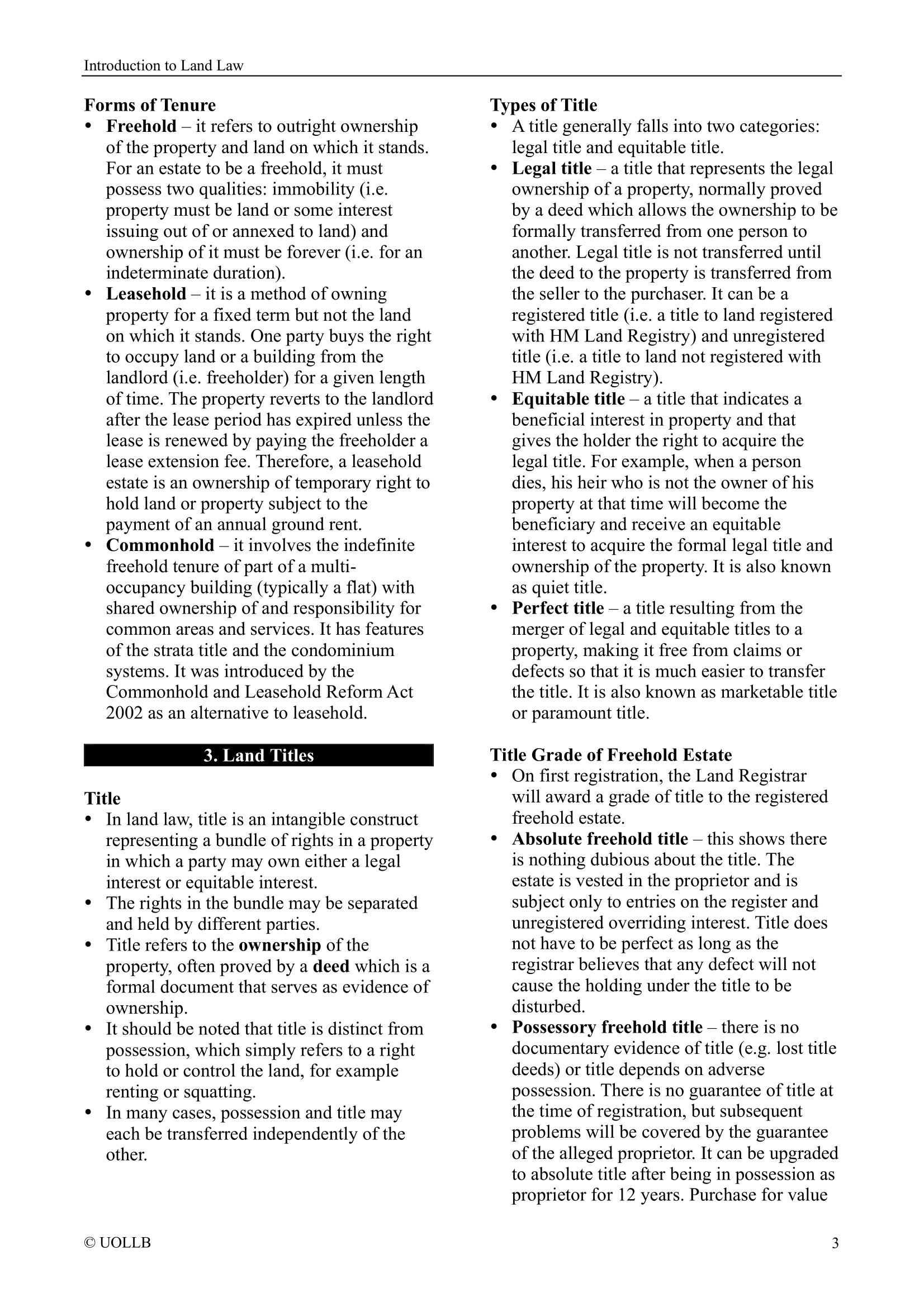 Introduction to Land Law