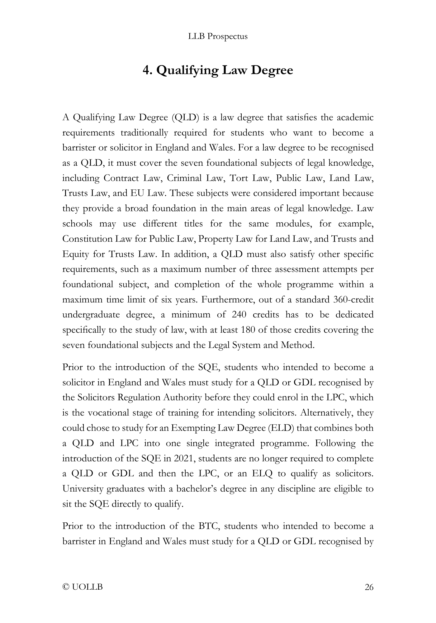 LLB Prospectus (Free Download)