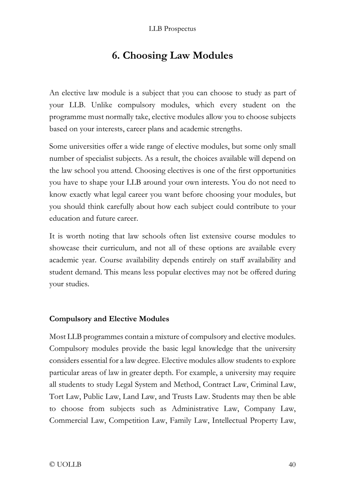 LLB Prospectus (Free Download)