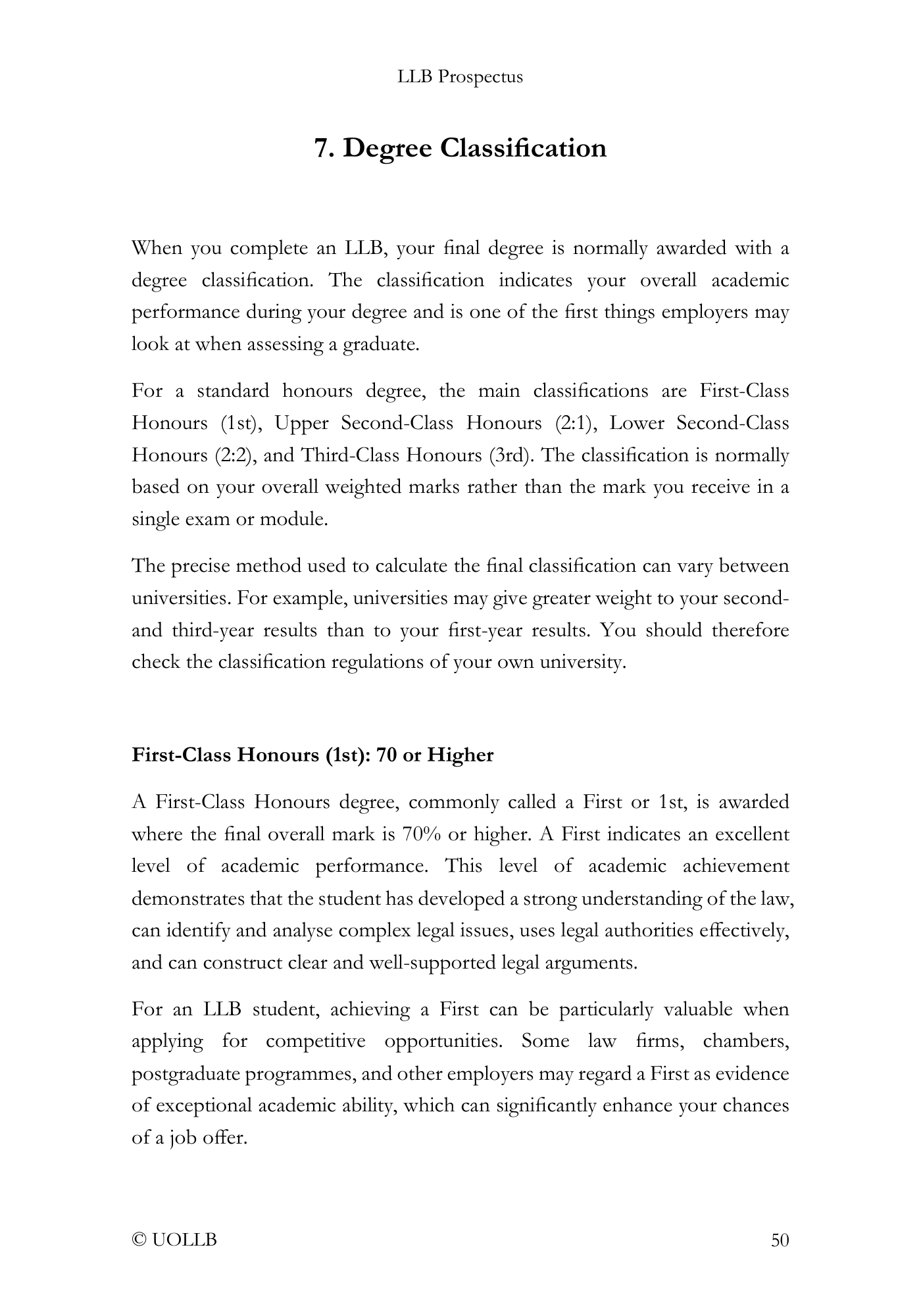 LLB Prospectus (Free Download)