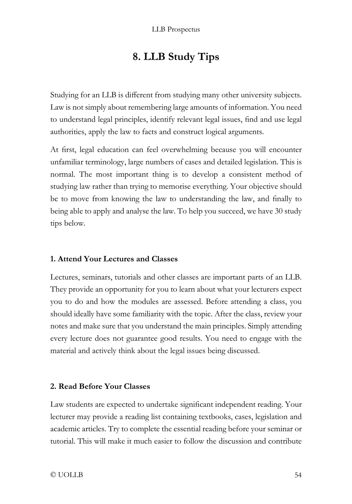 LLB Prospectus (Free Download)