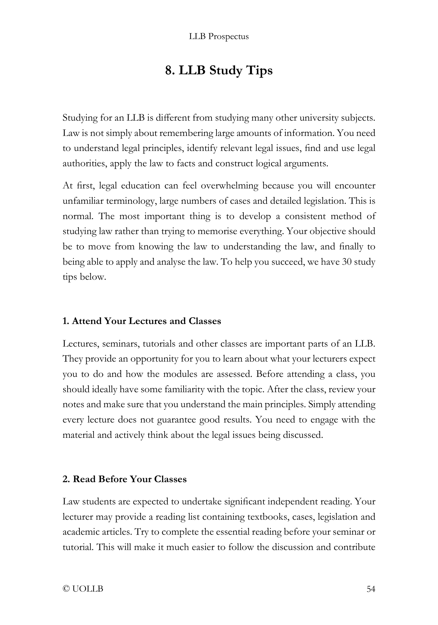 LLB Prospectus (Free Download)