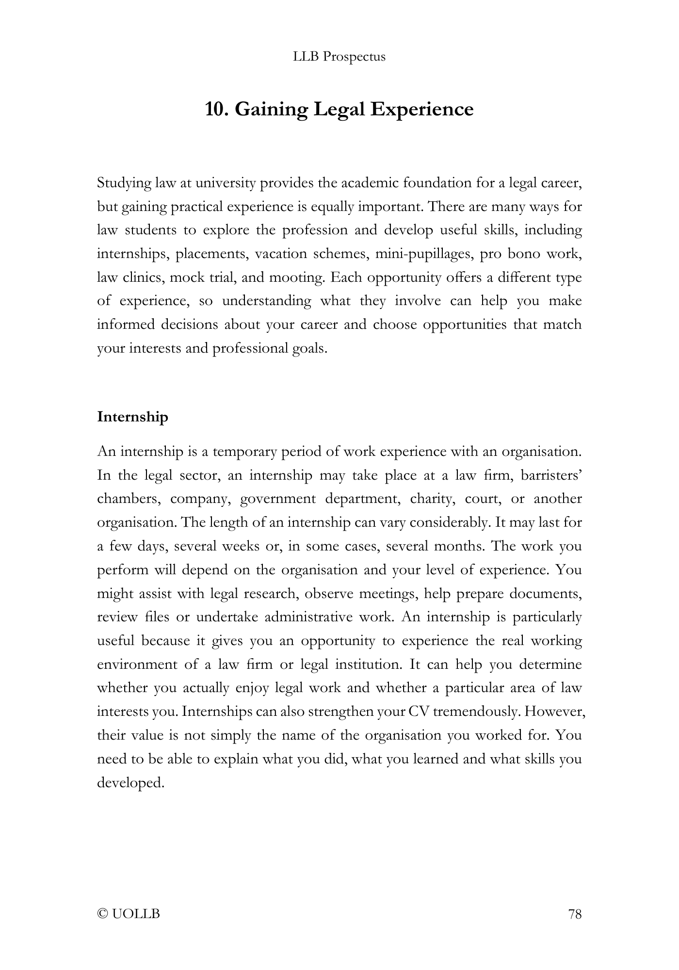 LLB Prospectus (Free Download)