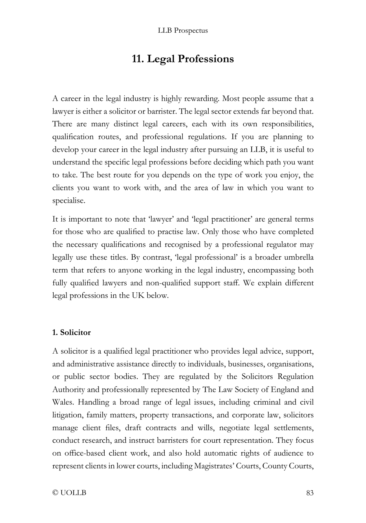 LLB Prospectus (Free Download)